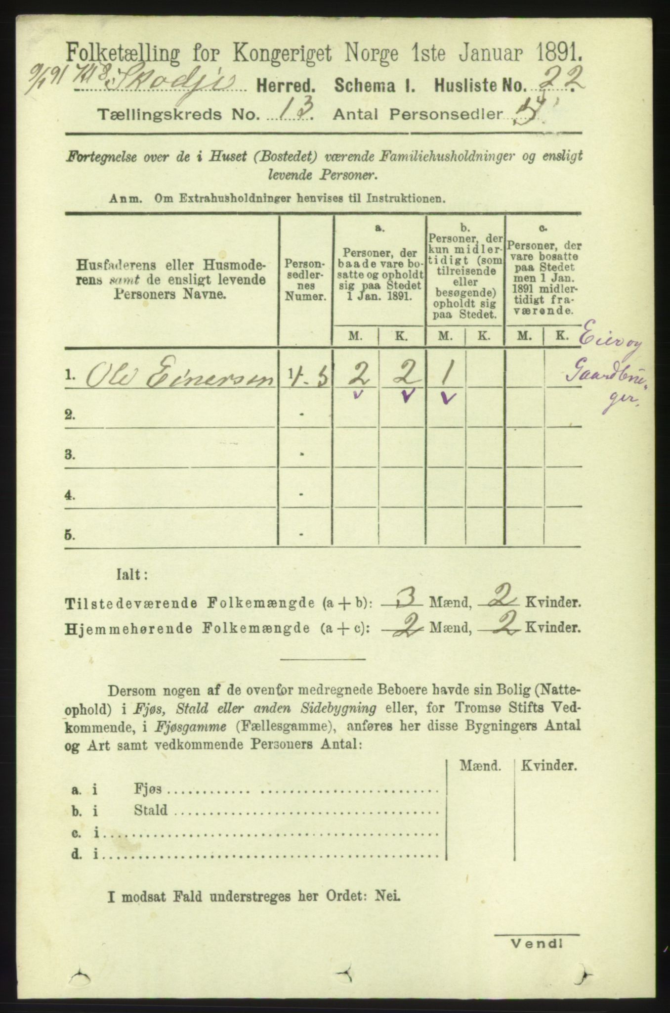 RA, 1891 census for 1529 Skodje, 1891, p. 2816