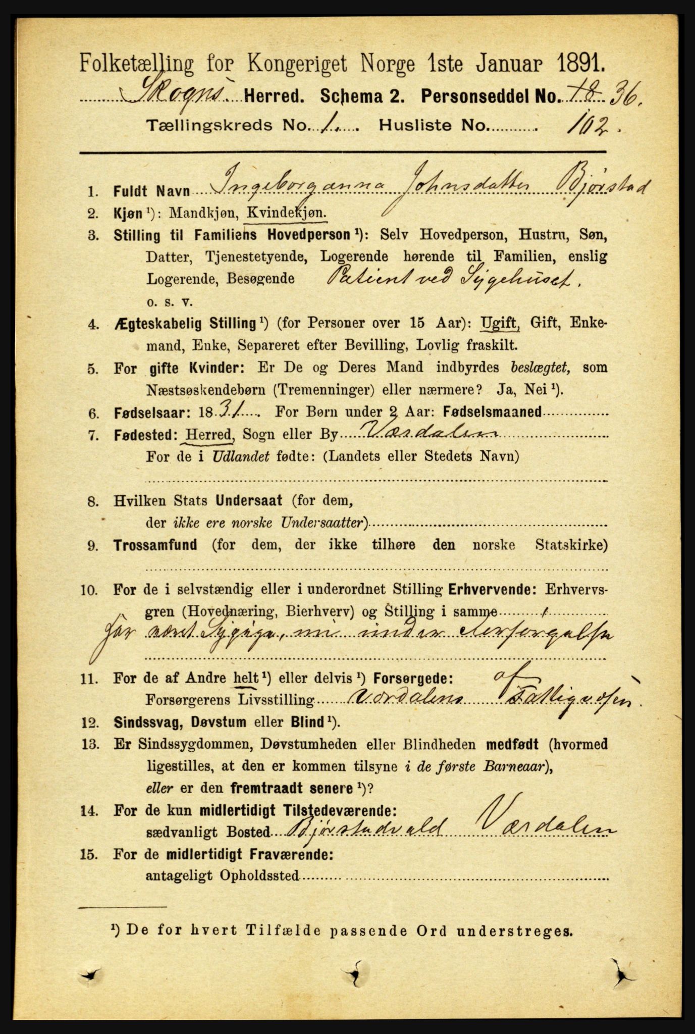 RA, 1891 census for 1719 Skogn, 1891, p. 751