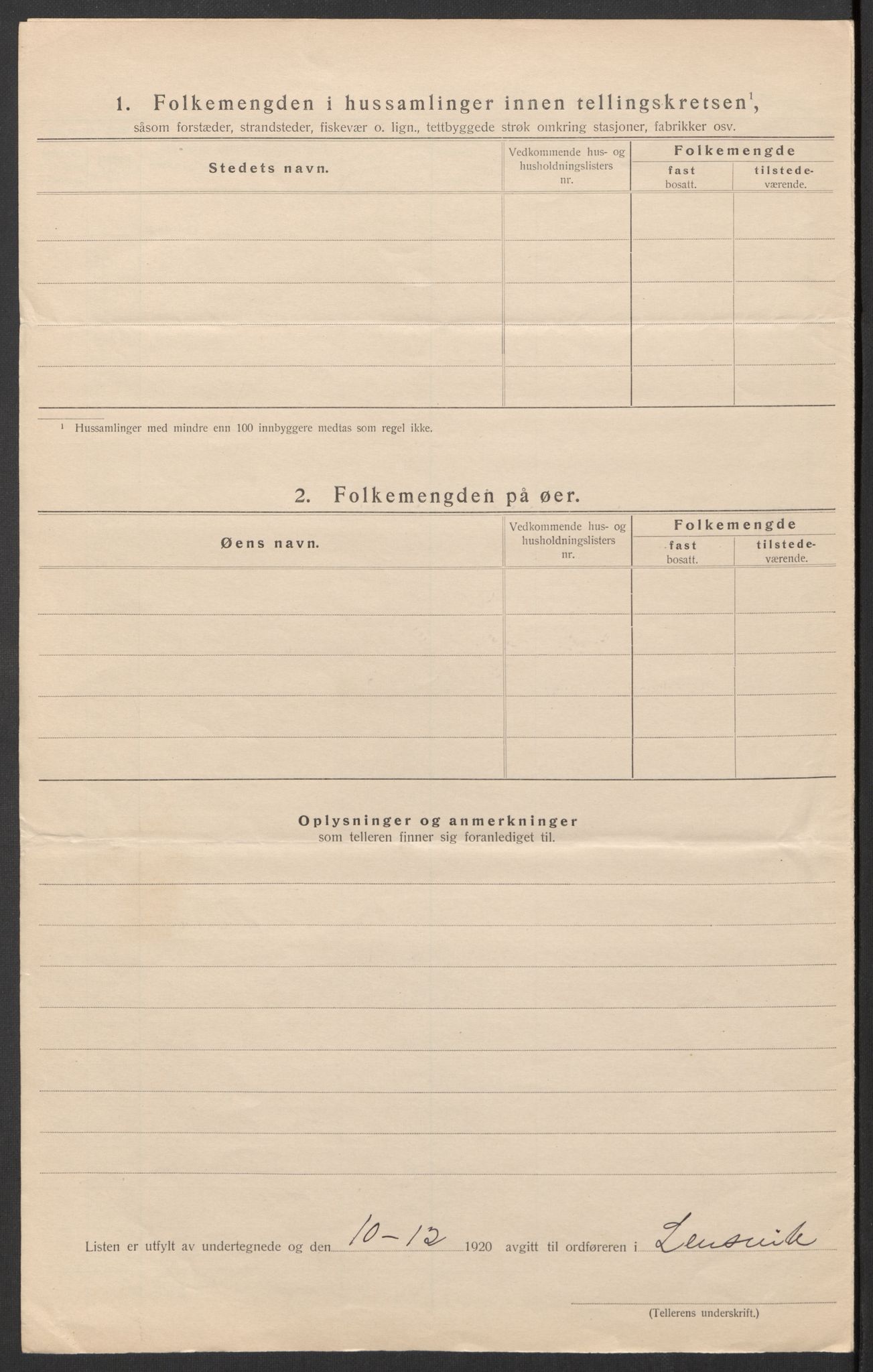 SAT, 1920 census for Lensvik, 1920, p. 14