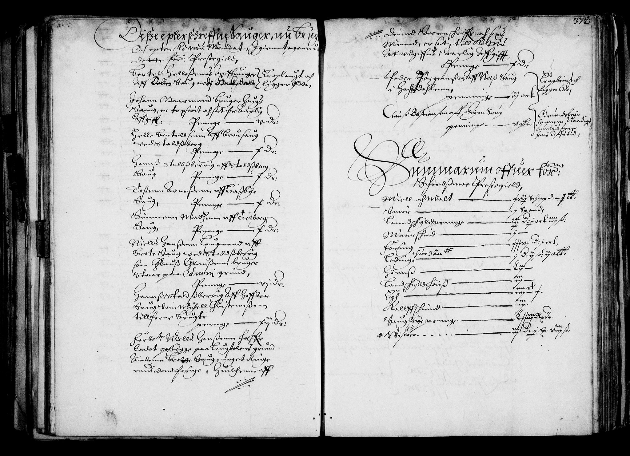 Rentekammeret inntil 1814, Realistisk ordnet avdeling, RA/EA-4070/N/Na/L0001: [XI f]: Akershus stifts jordebok, 1652, p. 371b-372a