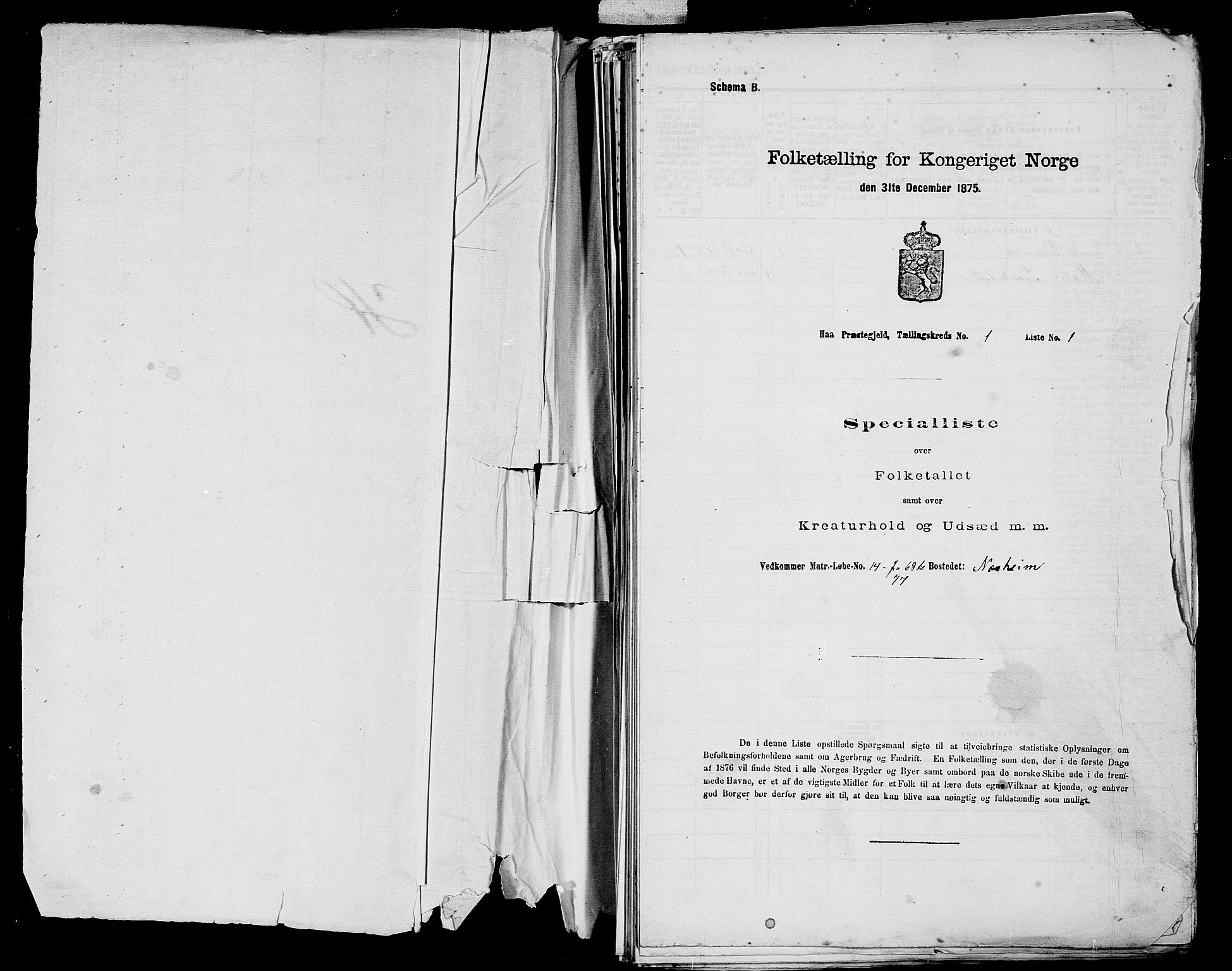 SAST, 1875 census for 1119P Hå, 1875, p. 53