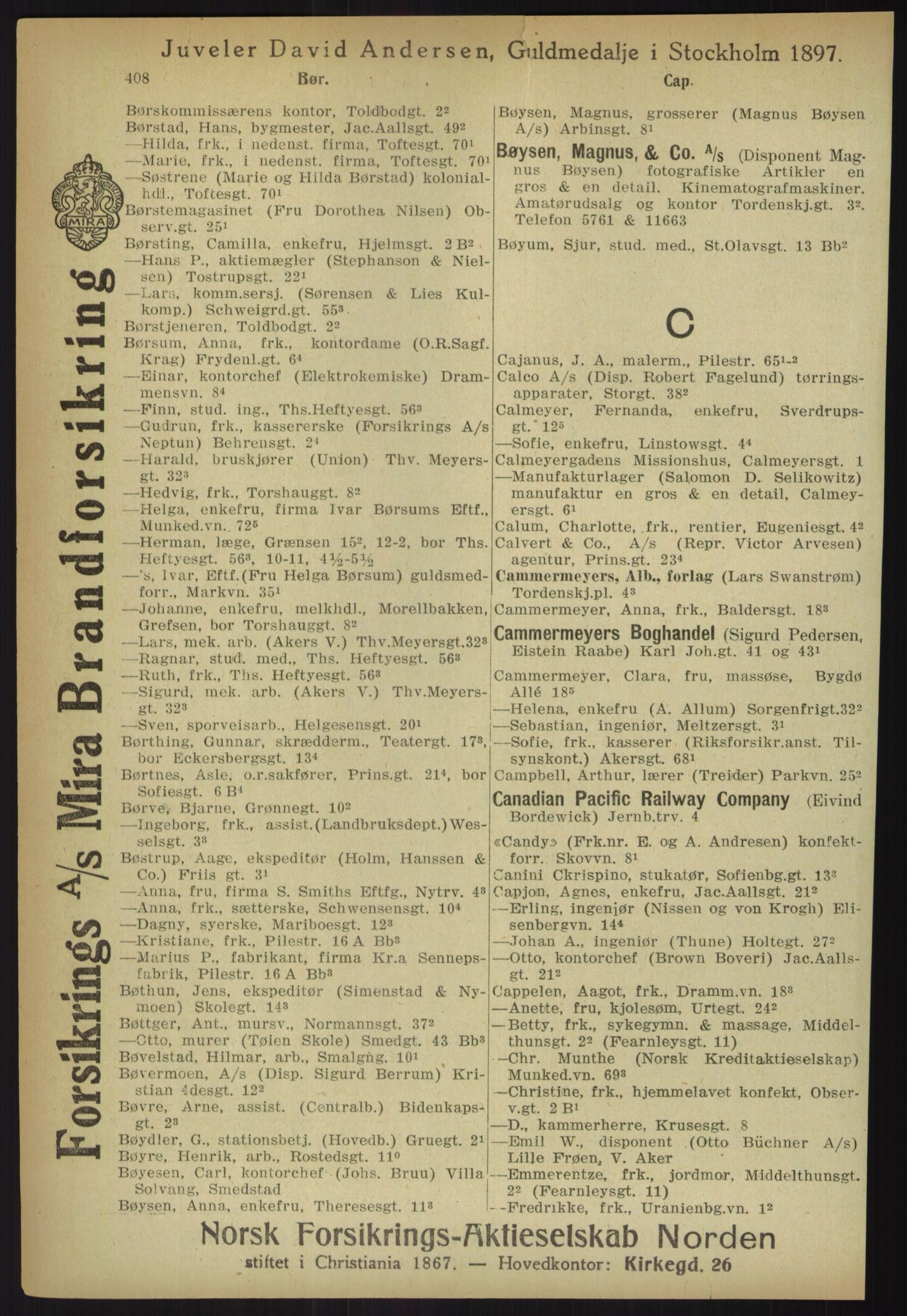 Kristiania/Oslo adressebok, PUBL/-, 1918, p. 433