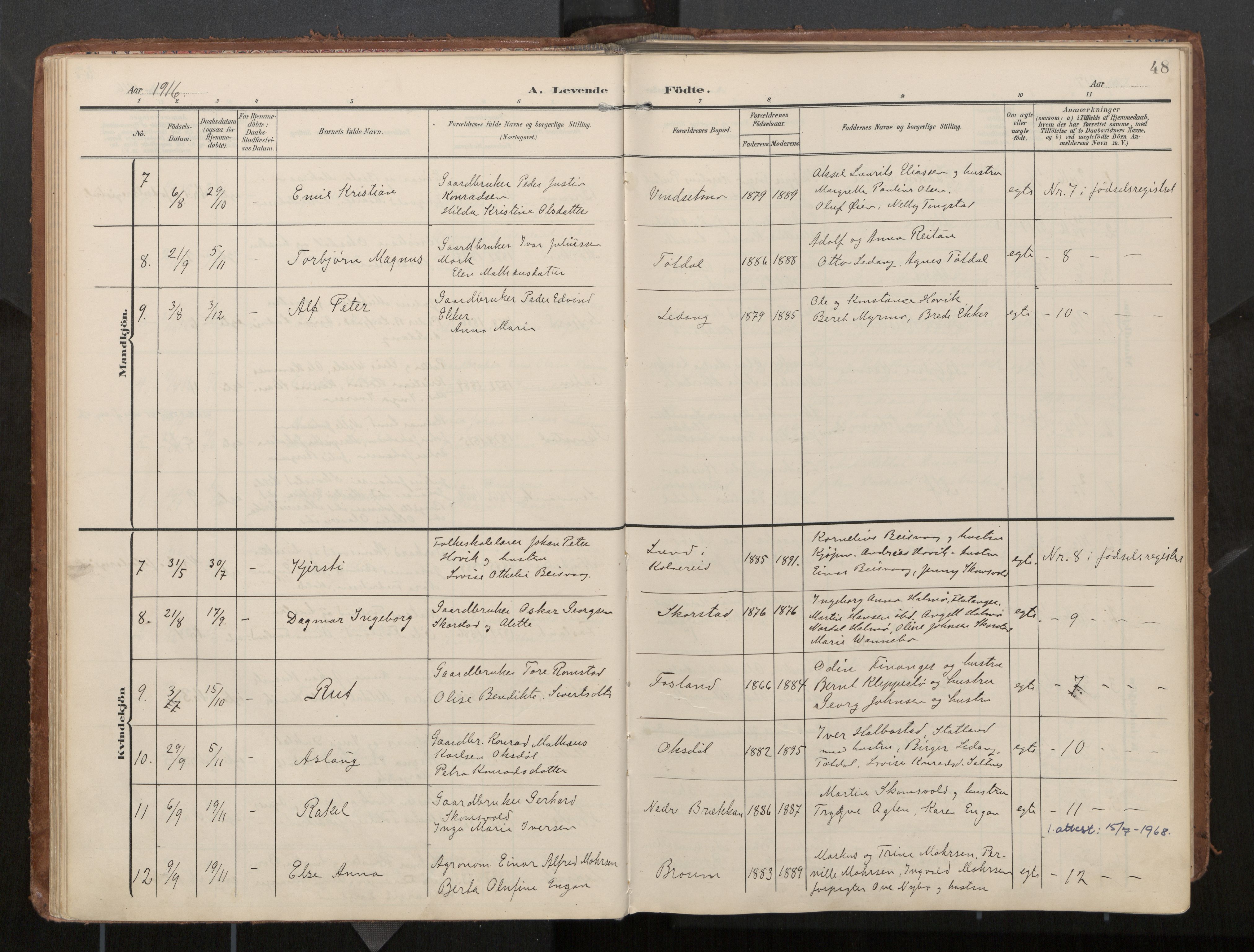 Ministerialprotokoller, klokkerbøker og fødselsregistre - Nord-Trøndelag, SAT/A-1458/774/L0629: Parish register (official), 1904-1926, p. 48