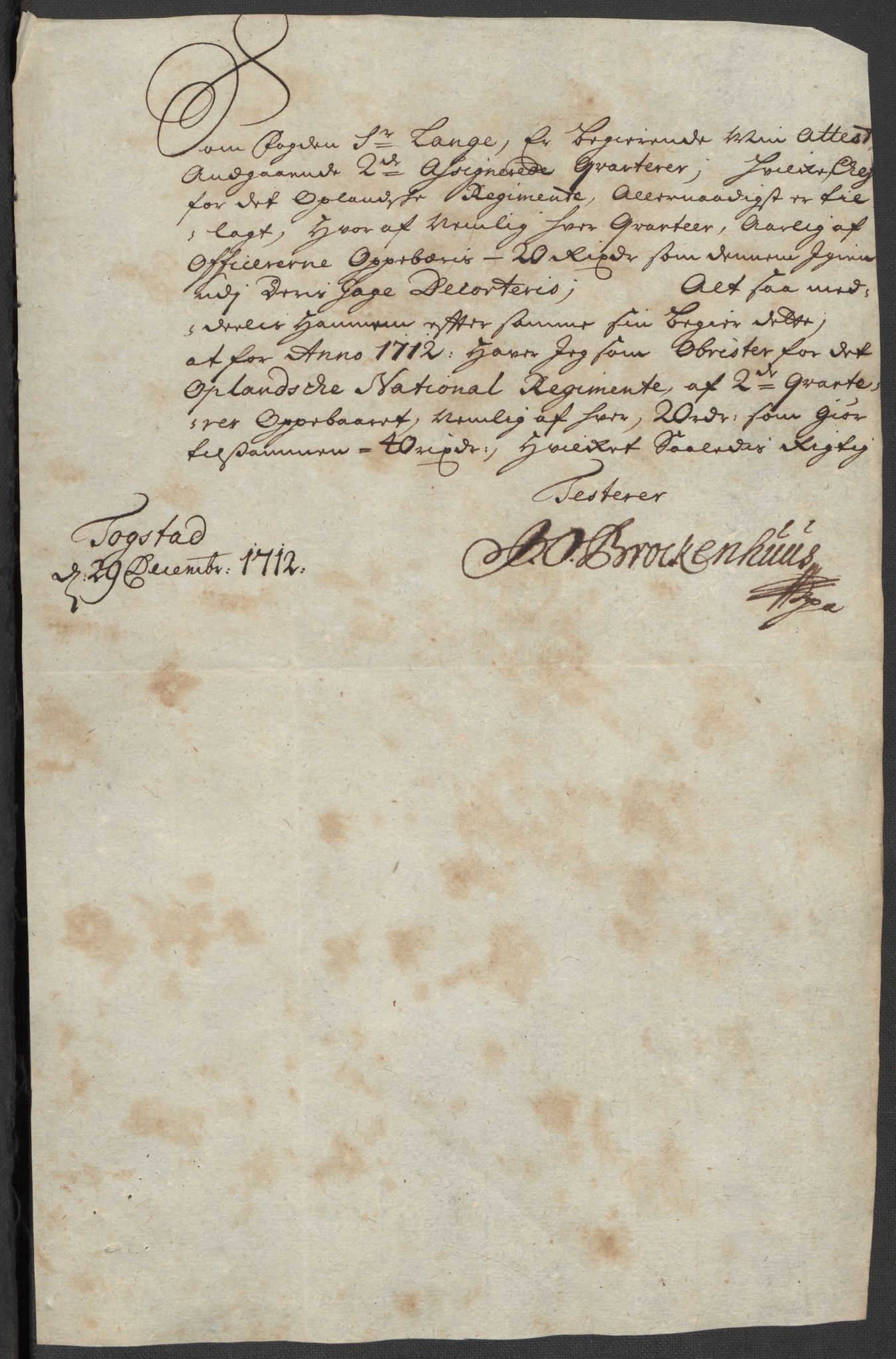 Rentekammeret inntil 1814, Reviderte regnskaper, Fogderegnskap, AV/RA-EA-4092/R16/L1049: Fogderegnskap Hedmark, 1712, p. 265