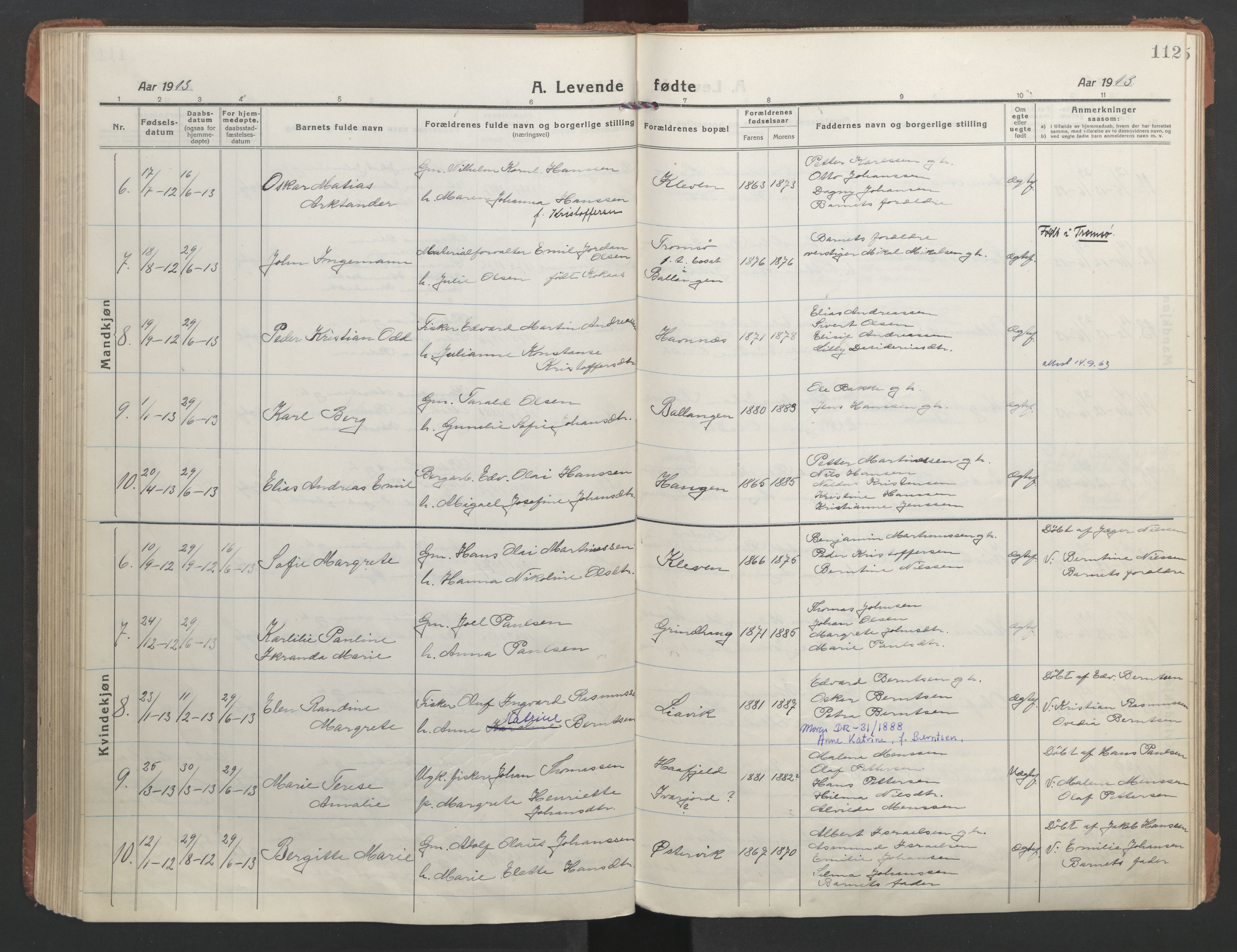 Ministerialprotokoller, klokkerbøker og fødselsregistre - Nordland, AV/SAT-A-1459/863/L0900: Parish register (official) no. 863A12, 1906-1915, p. 112