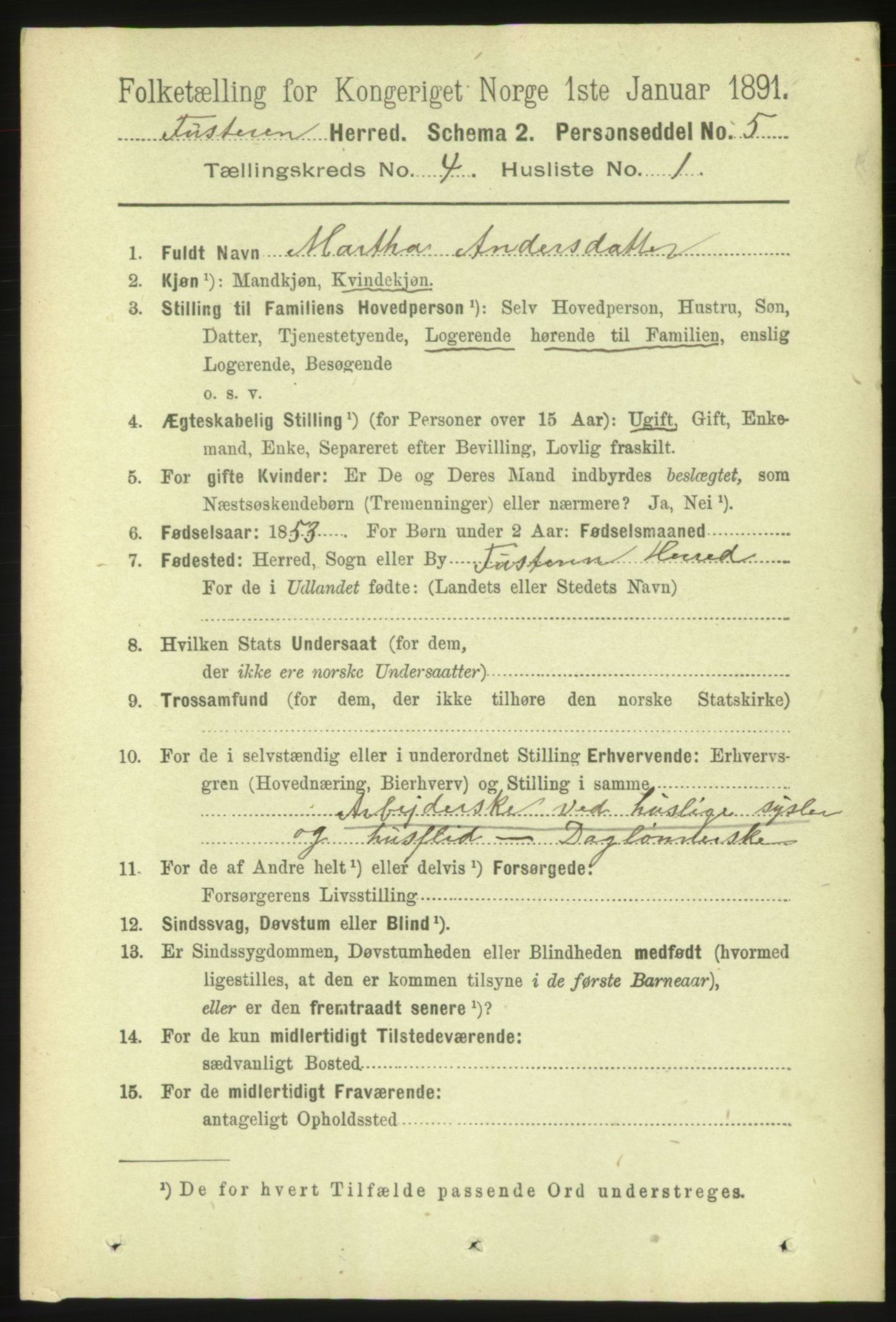 RA, 1891 census for 1572 Tustna, 1891, p. 1394