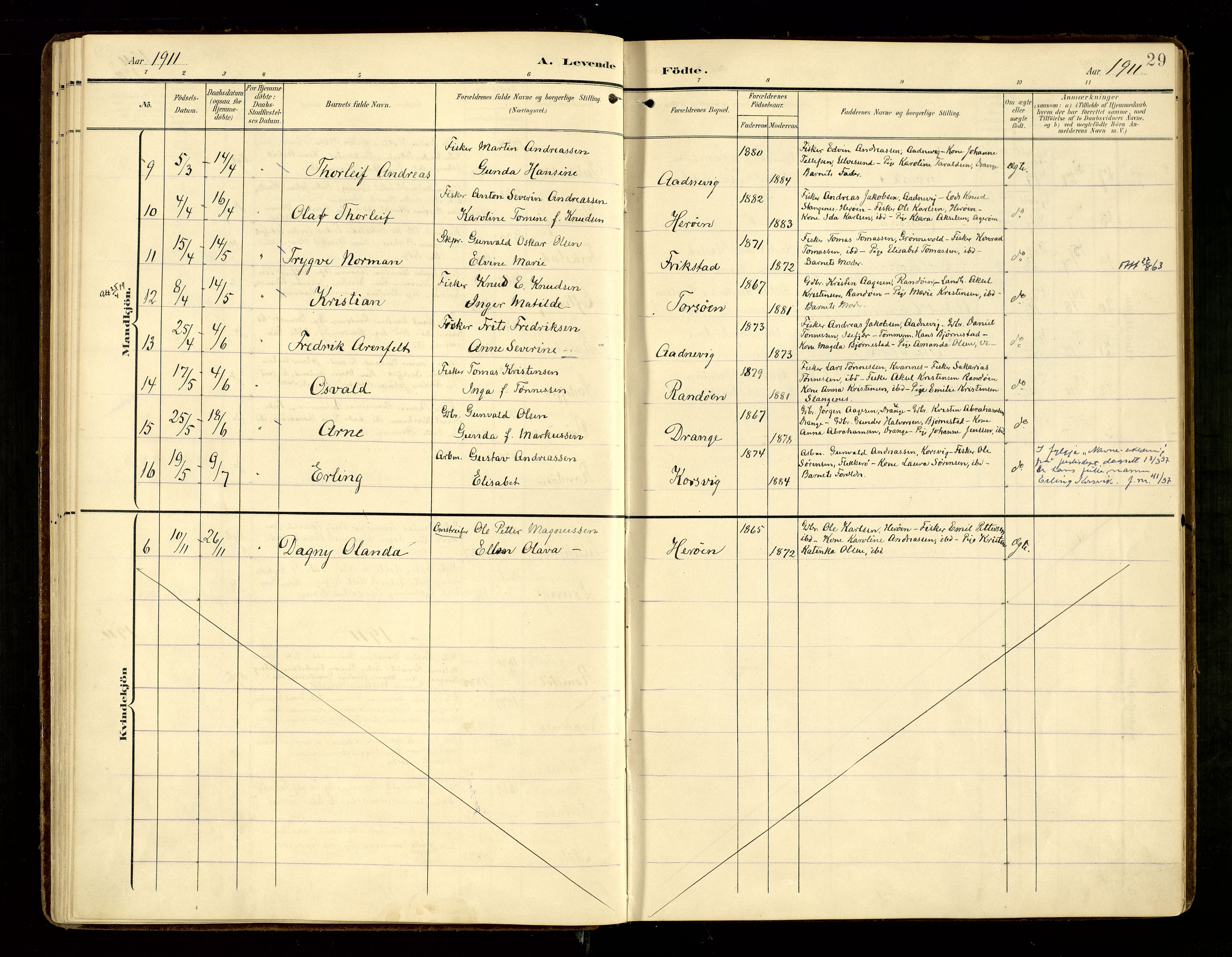 Oddernes sokneprestkontor, SAK/1111-0033/F/Fa/Fab/L0003: Parish register (official) no. A 3, 1903-1916, p. 29