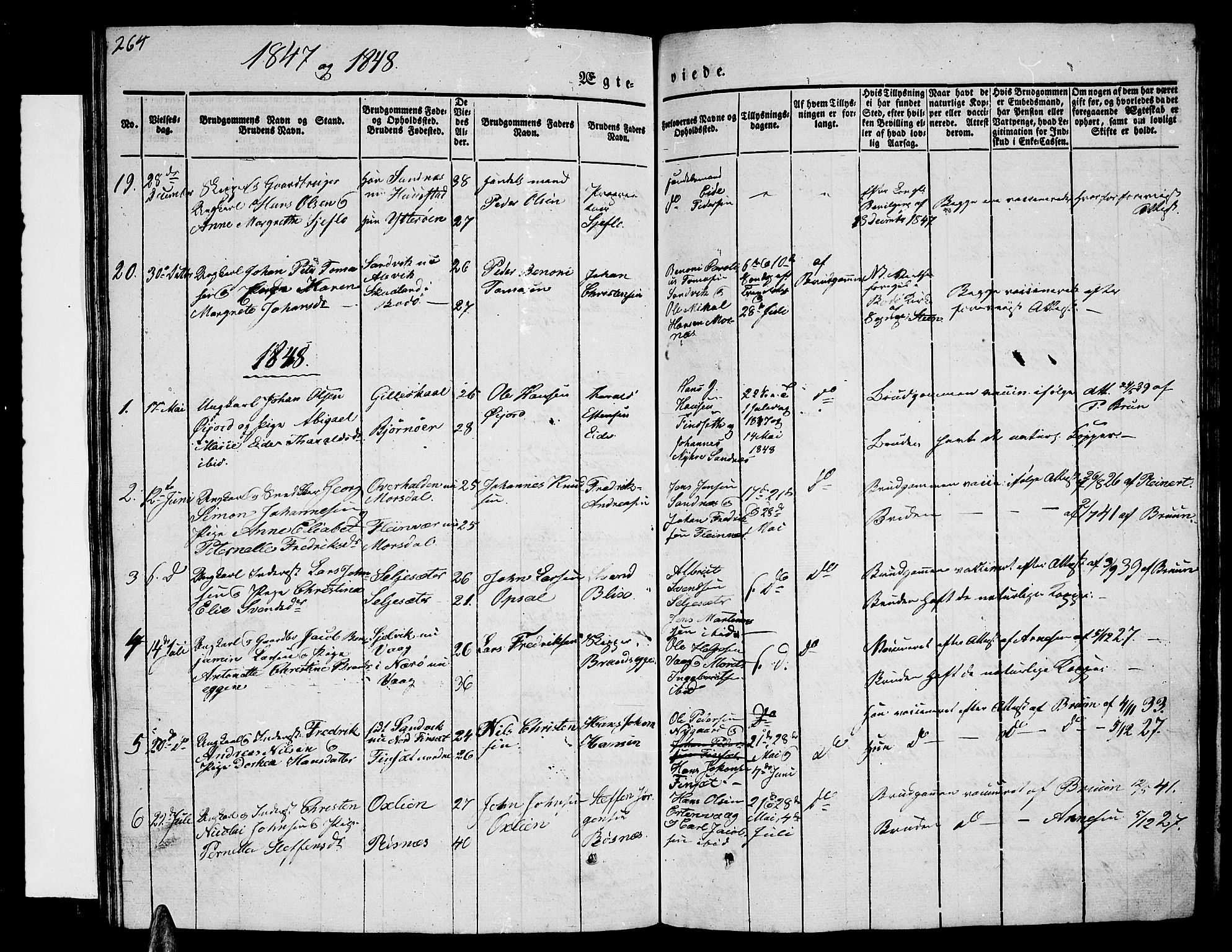 Ministerialprotokoller, klokkerbøker og fødselsregistre - Nordland, SAT/A-1459/805/L0106: Parish register (copy) no. 805C02, 1841-1861, p. 264