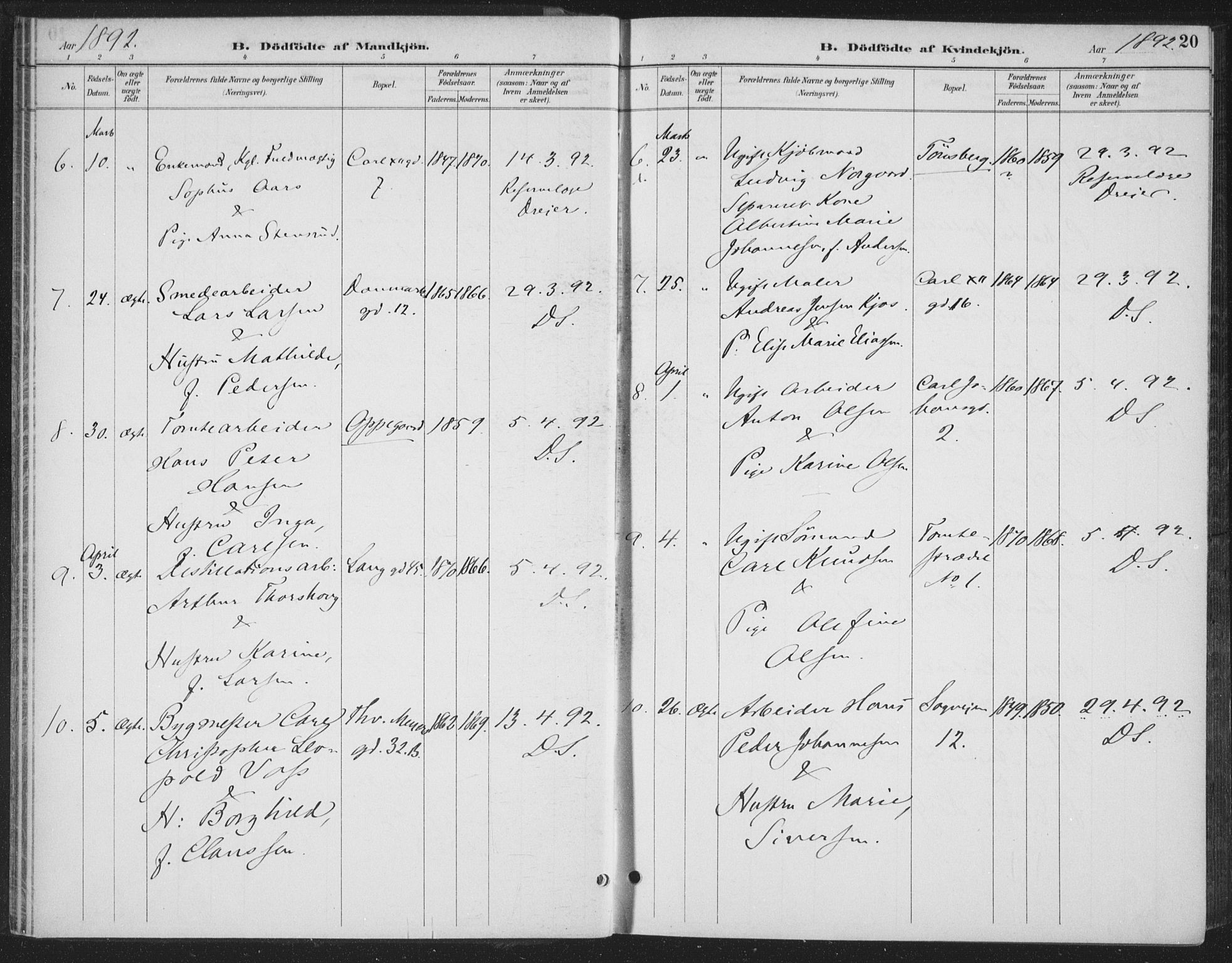 Rikshospitalet prestekontor Kirkebøker, SAO/A-10309b/F/L0010: Parish register (official) no. 10, 1888-1912, p. 20