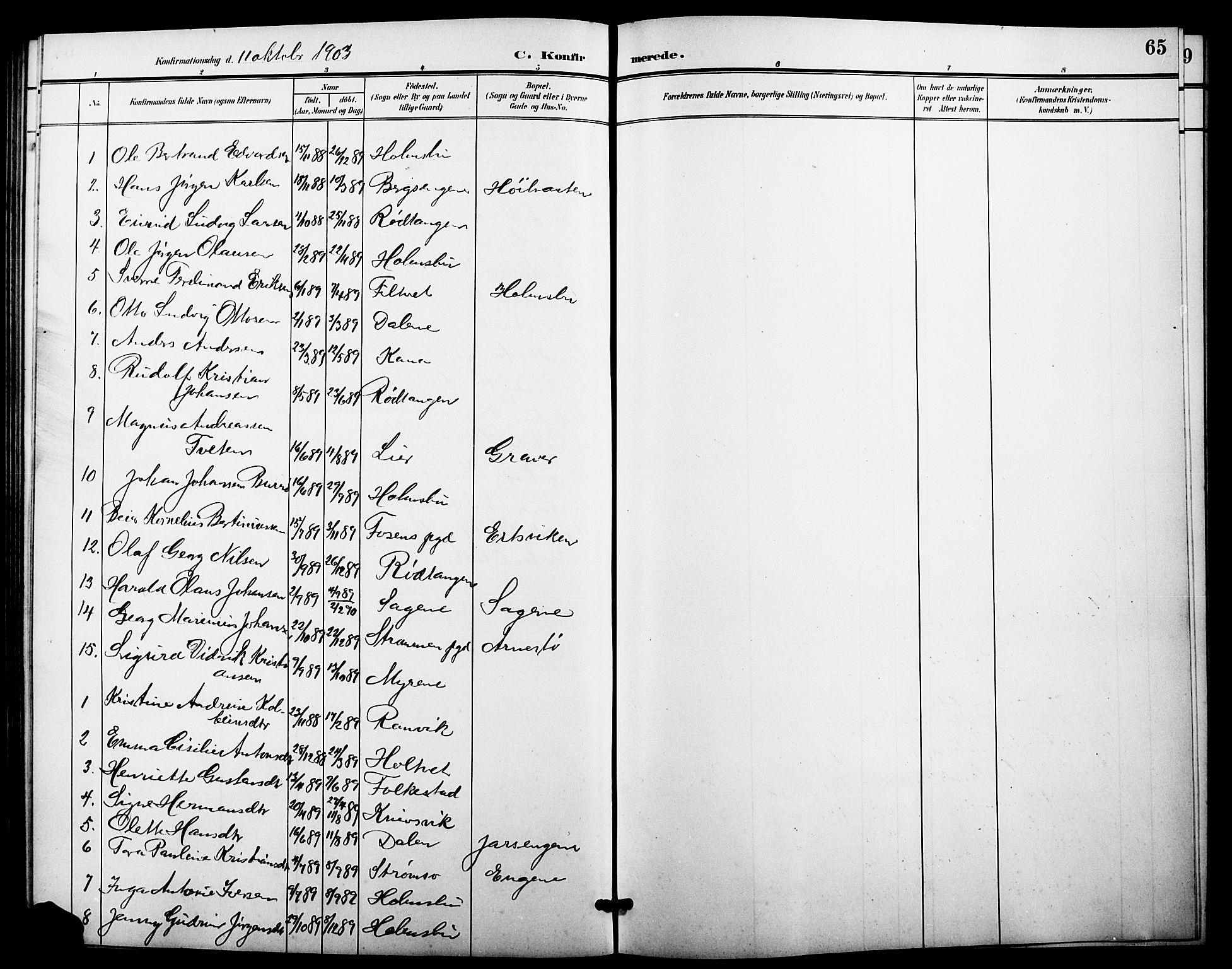 Hurum kirkebøker, SAKO/A-229/G/Gc/L0001: Parish register (copy) no. III 1, 1901-1925, p. 65