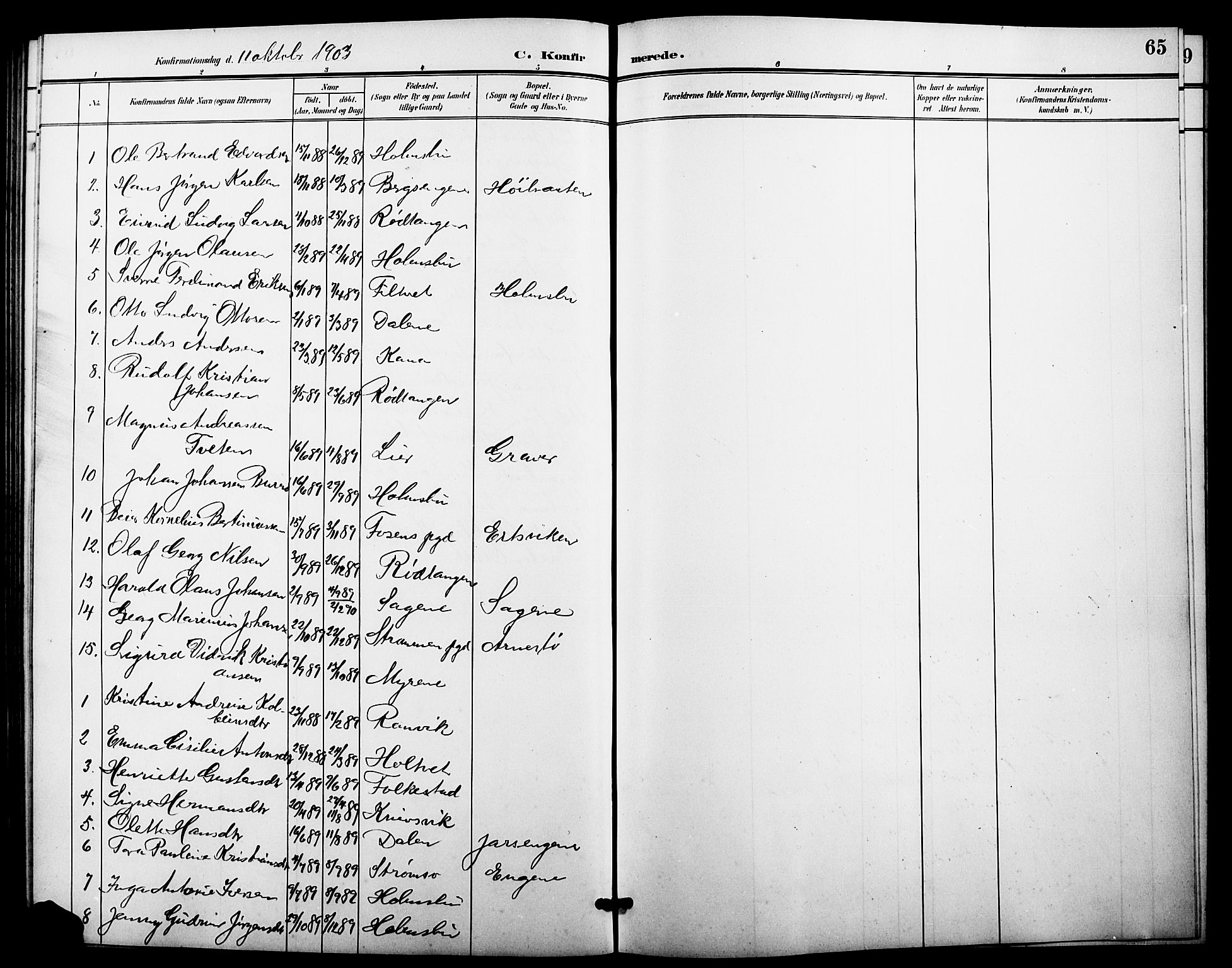 Hurum kirkebøker, AV/SAKO-A-229/G/Gc/L0001: Parish register (copy) no. III 1, 1901-1925, p. 65