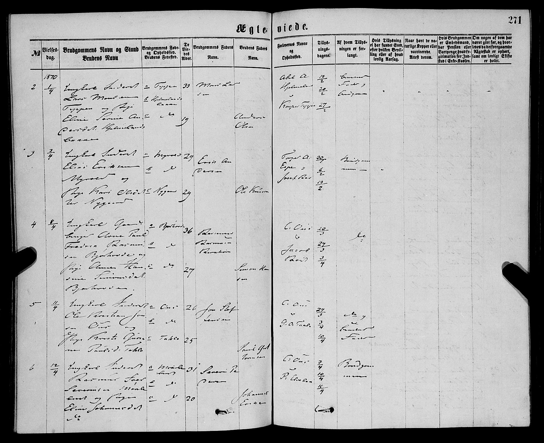 Eid sokneprestembete, AV/SAB-A-82301/H/Haa/Haaa/L0010: Parish register (official) no. A 10, 1867-1878, p. 271