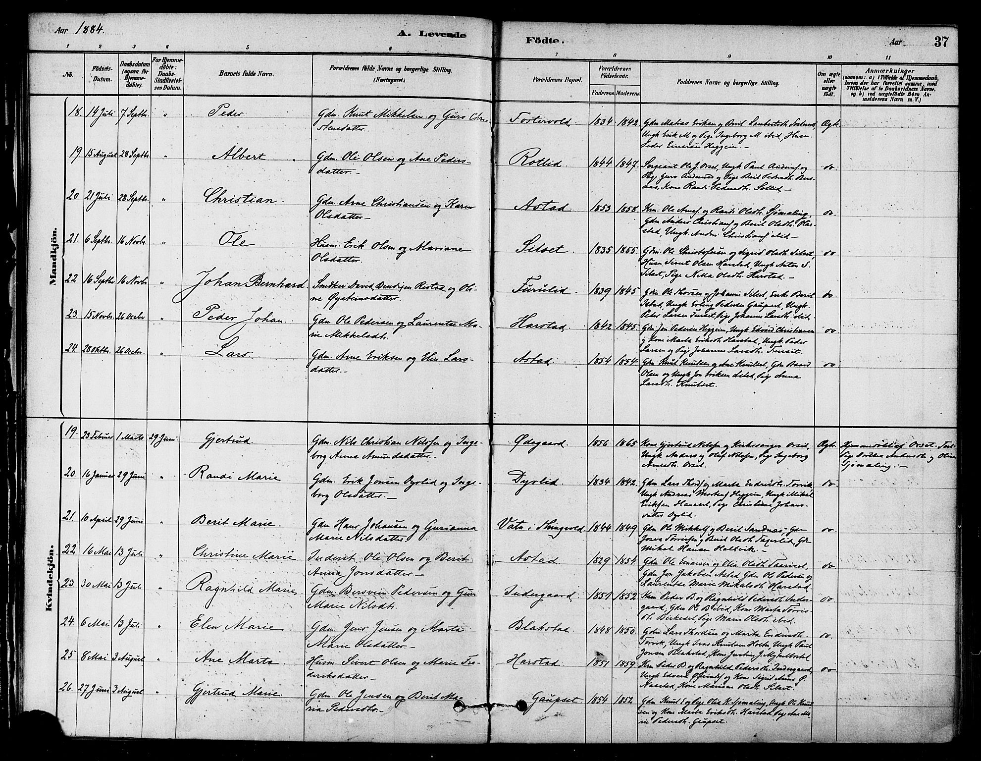 Ministerialprotokoller, klokkerbøker og fødselsregistre - Møre og Romsdal, SAT/A-1454/584/L0967: Parish register (official) no. 584A07, 1879-1894, p. 37