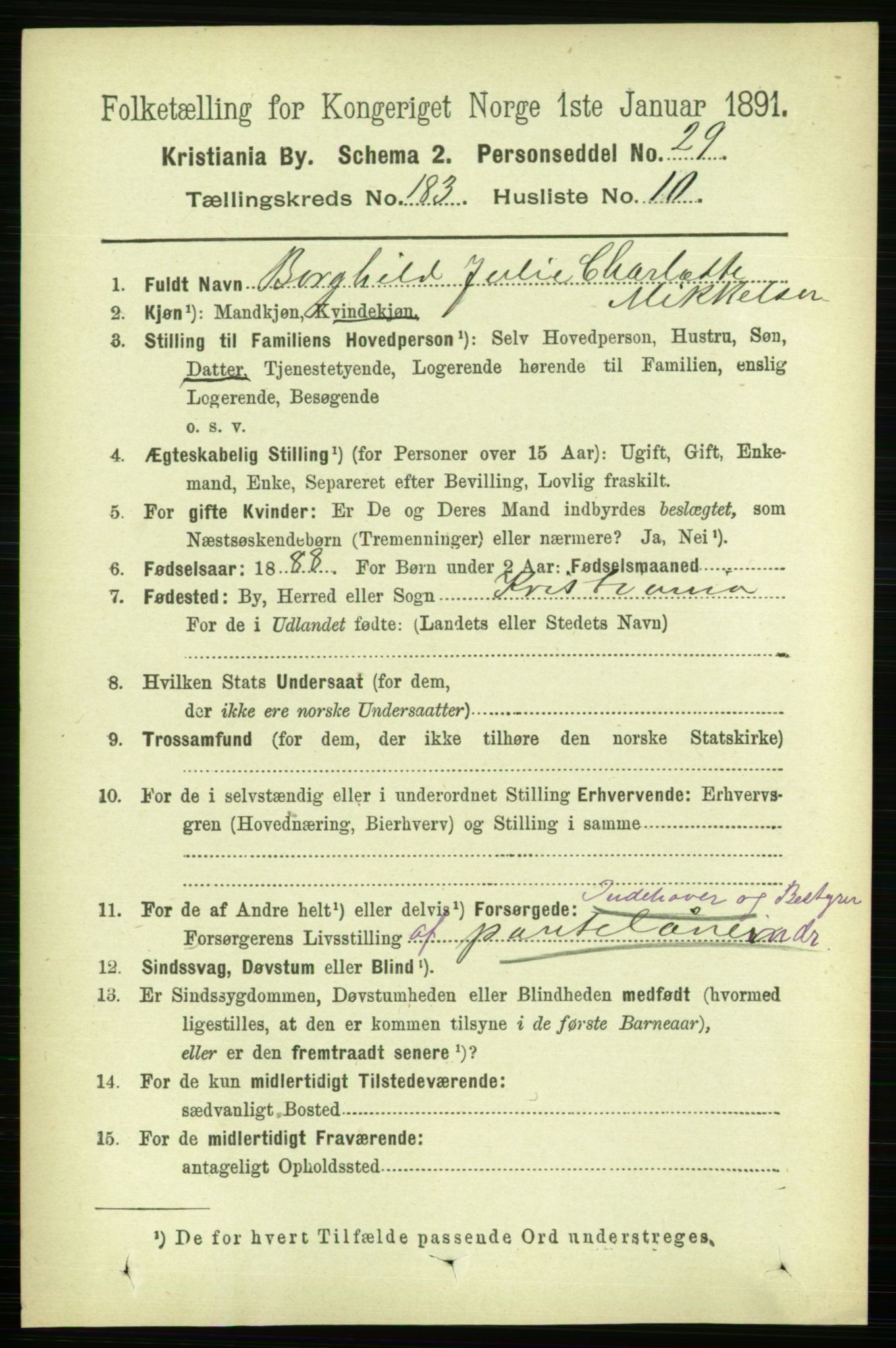 RA, 1891 census for 0301 Kristiania, 1891, p. 109713