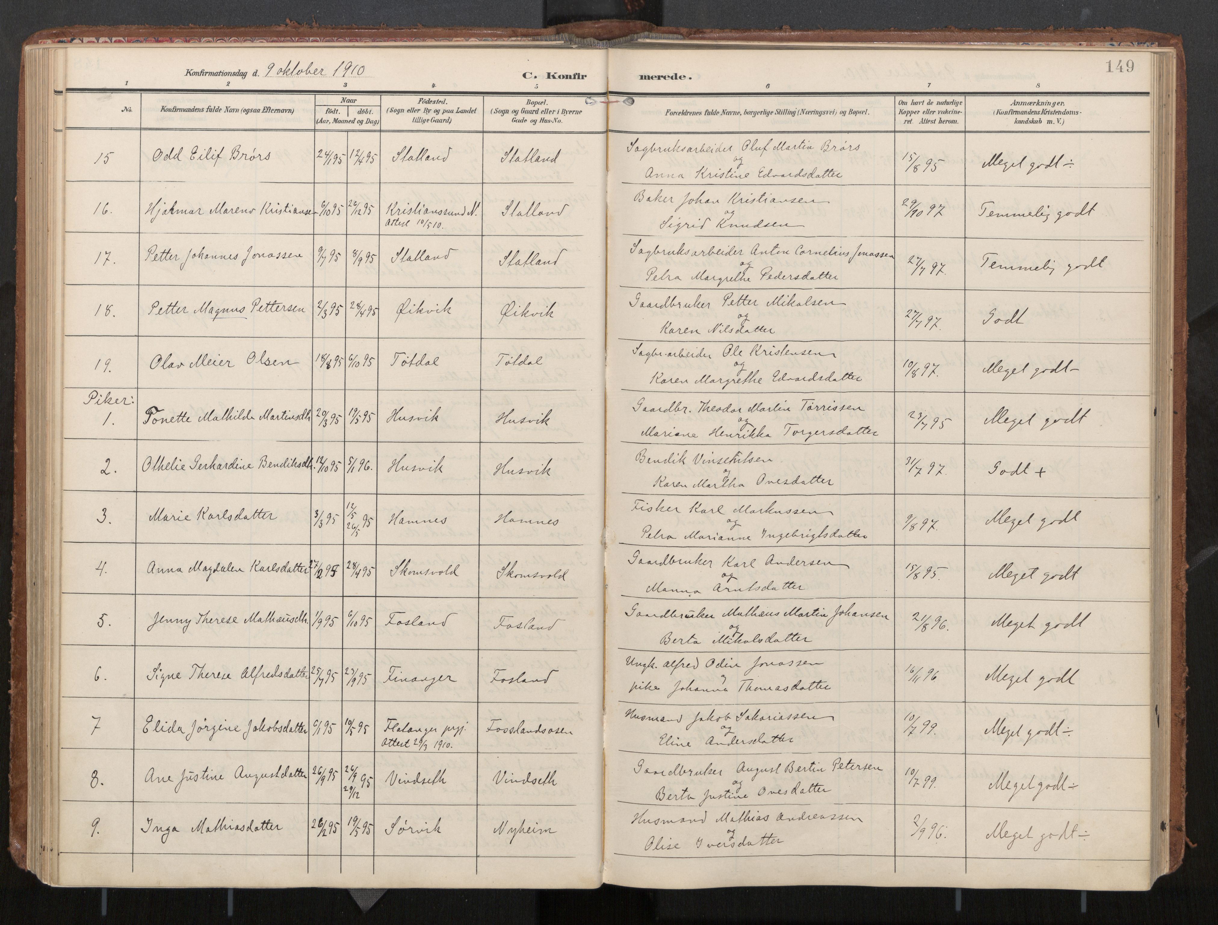 Ministerialprotokoller, klokkerbøker og fødselsregistre - Nord-Trøndelag, AV/SAT-A-1458/774/L0629: Parish register (official), 1904-1926, p. 149