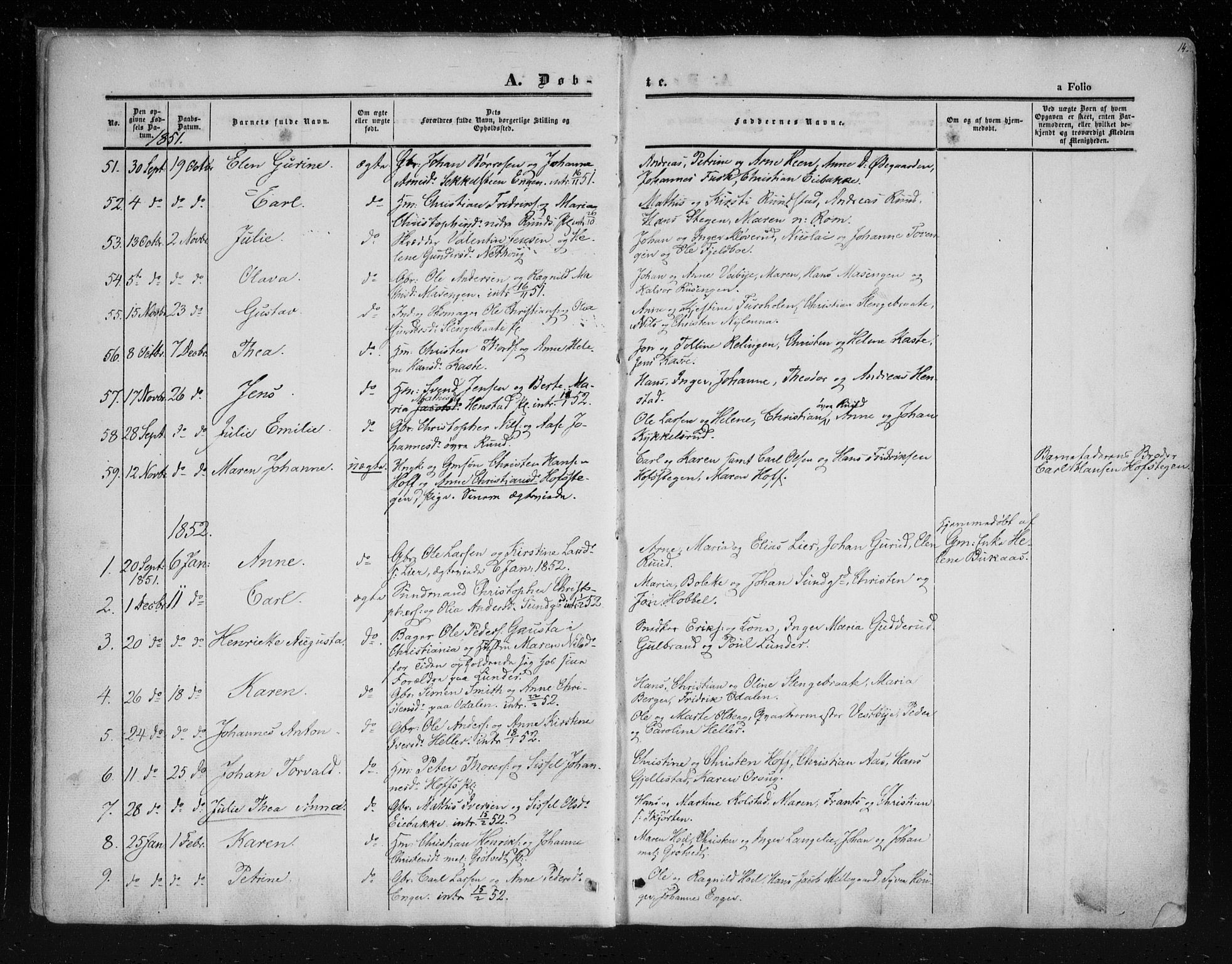 Askim prestekontor Kirkebøker, AV/SAO-A-10900/F/Fa/L0005: Parish register (official) no. 5, 1847-1879, p. 14