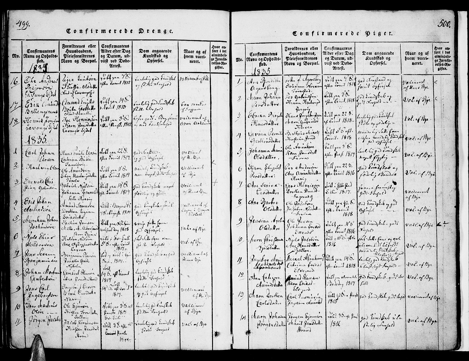 Ministerialprotokoller, klokkerbøker og fødselsregistre - Nordland, AV/SAT-A-1459/863/L0894: Parish register (official) no. 863A06, 1821-1851, p. 499-500