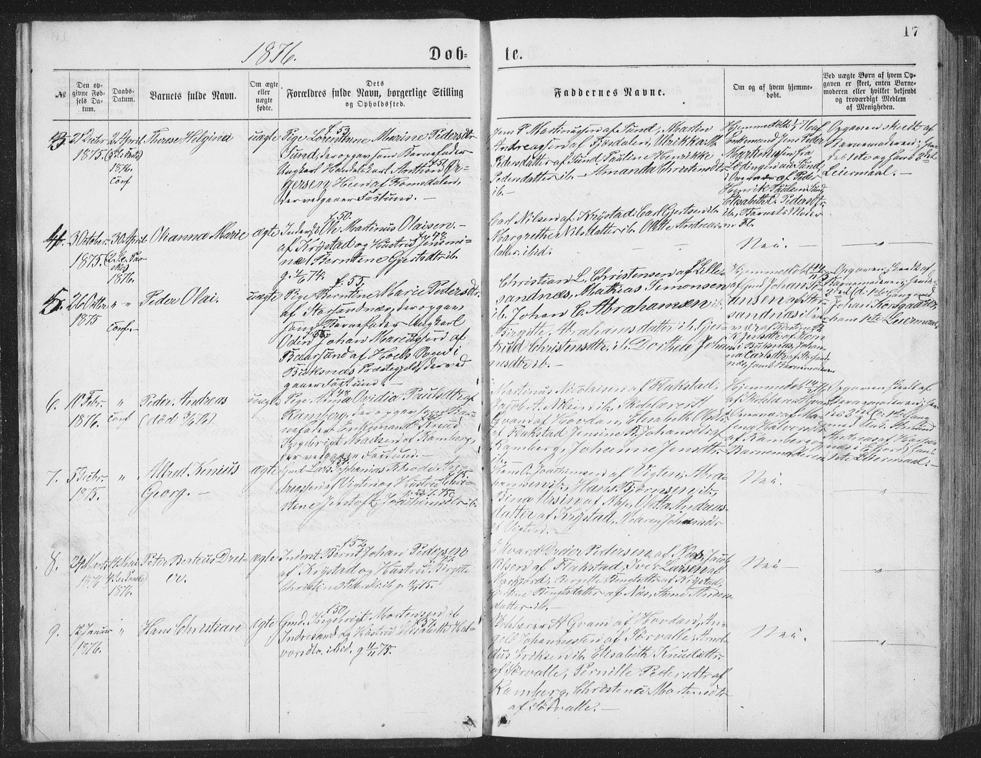 Ministerialprotokoller, klokkerbøker og fødselsregistre - Nordland, SAT/A-1459/885/L1213: Parish register (copy) no. 885C02, 1874-1892, p. 17