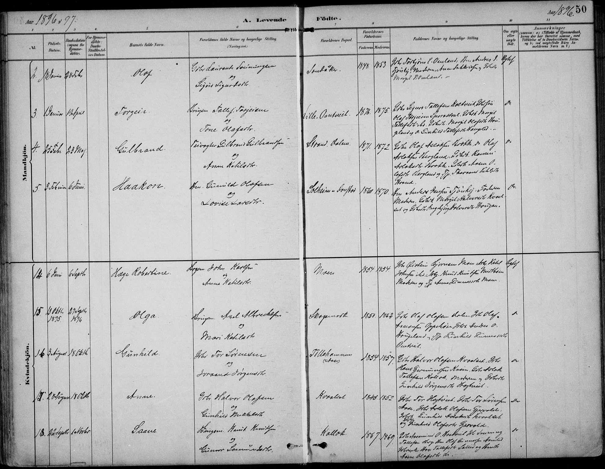 Kviteseid kirkebøker, AV/SAKO-A-276/F/Fb/L0002: Parish register (official) no. II 2, 1882-1916, p. 50