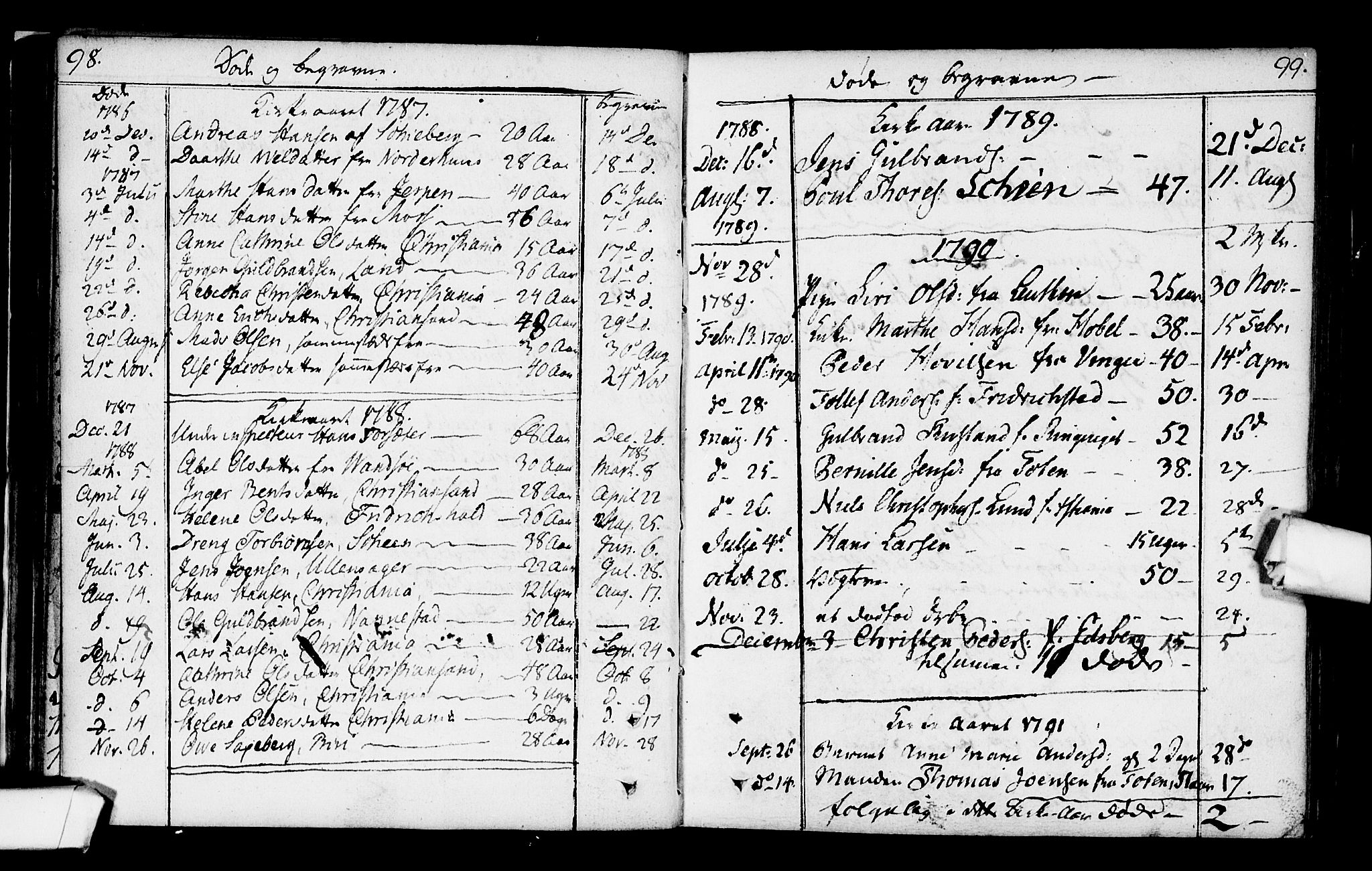 Kristiania tukthusprest Kirkebøker, SAO/A-10881/F/Fa/L0001: Parish register (official) no. 1, 1758-1828, p. 98-99
