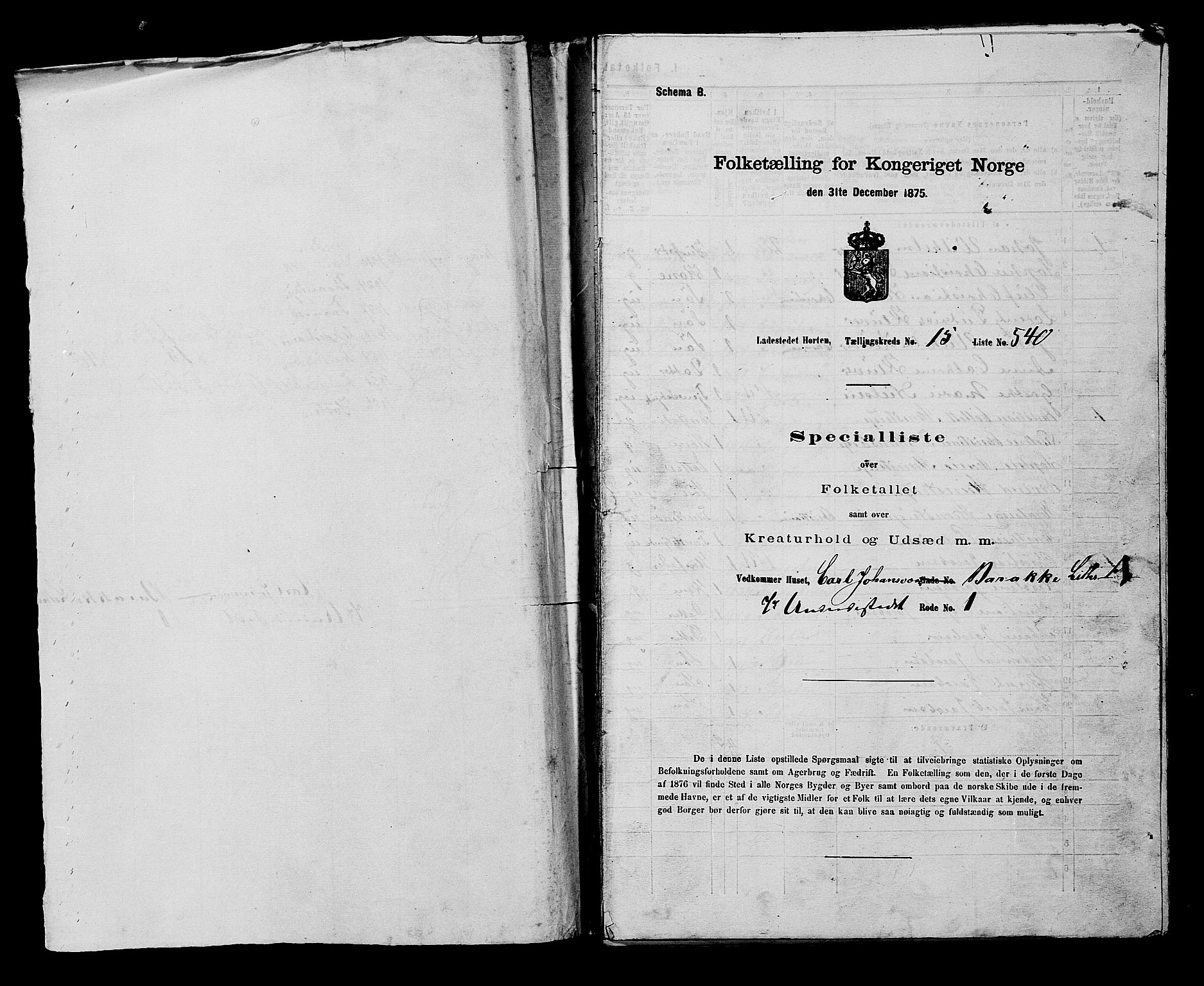 SAKO, 1875 census for 0703P Horten, 1875, p. 1203