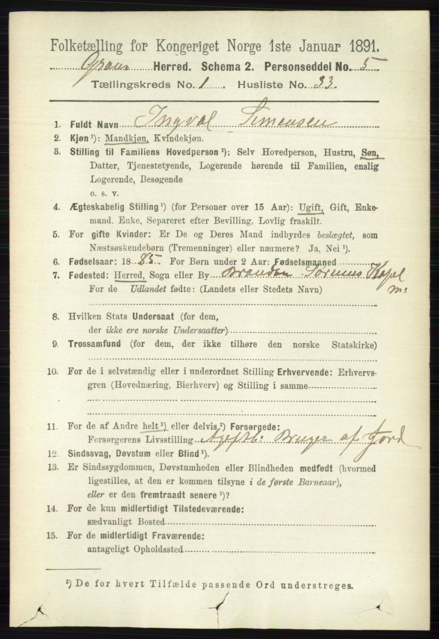 RA, 1891 census for 0534 Gran, 1891, p. 270