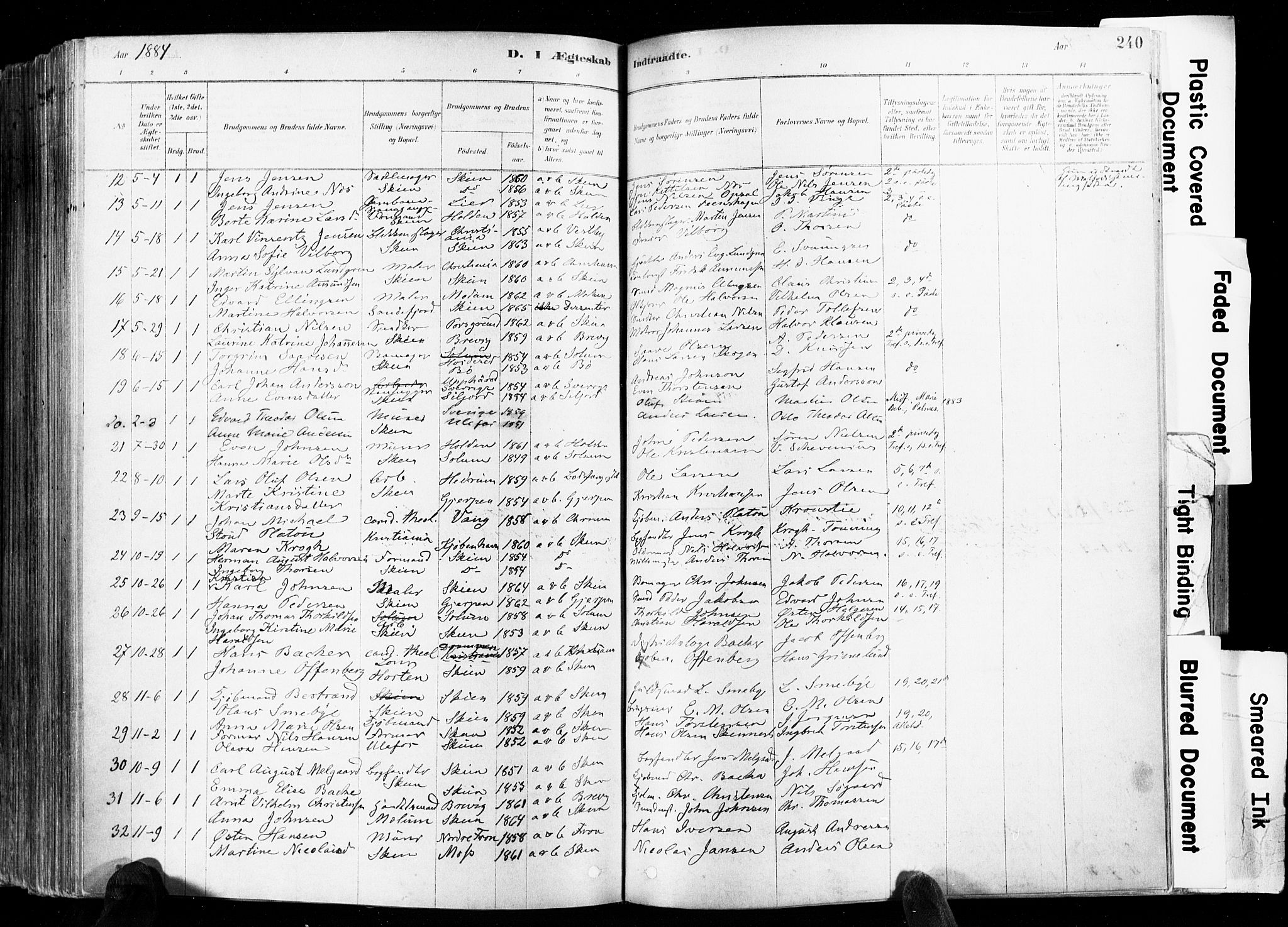 Skien kirkebøker, SAKO/A-302/F/Fa/L0009: Parish register (official) no. 9, 1878-1890, p. 240