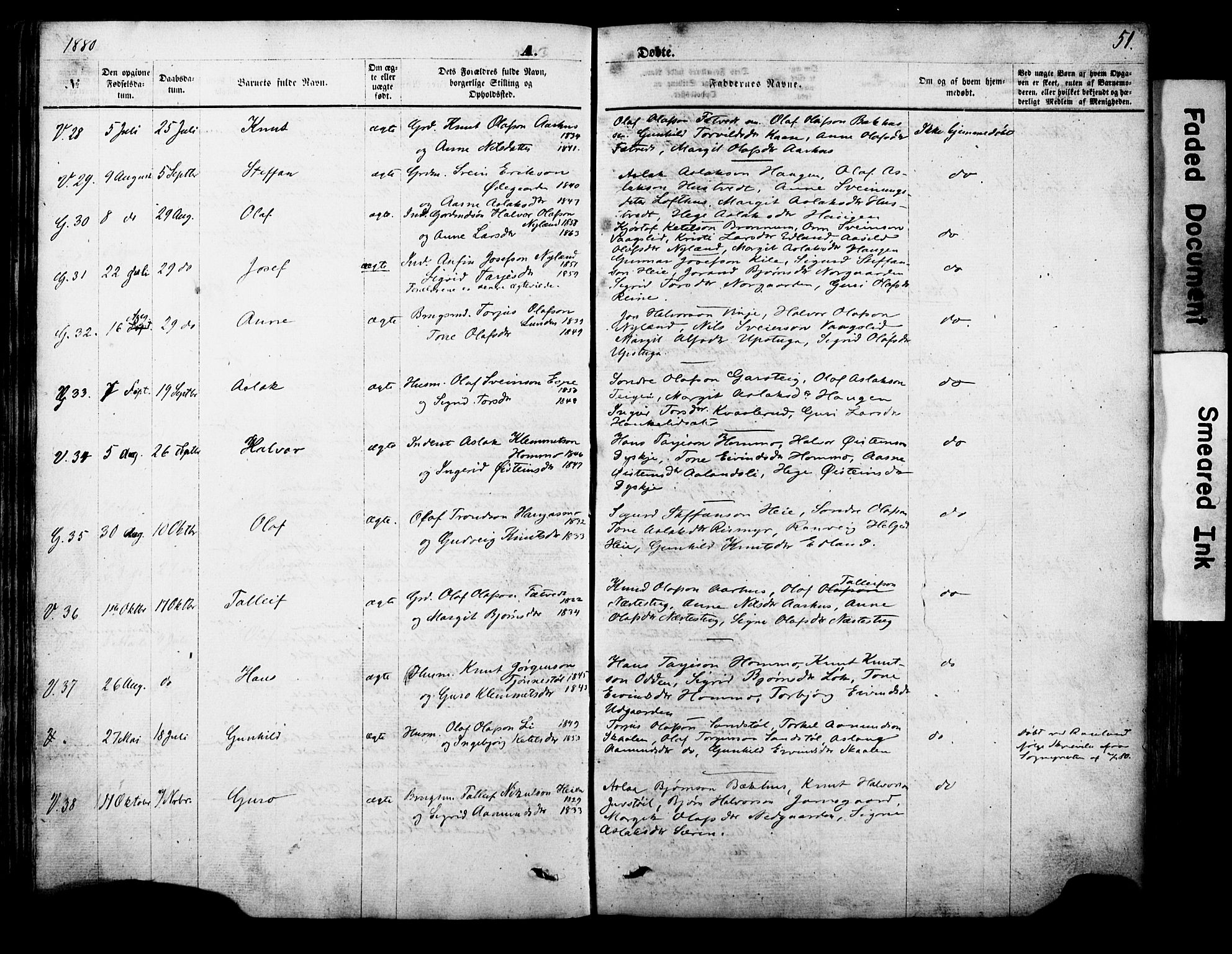 Vinje kirkebøker, AV/SAKO-A-312/F/Fa/L0005: Parish register (official) no. I 5, 1870-1886, p. 51