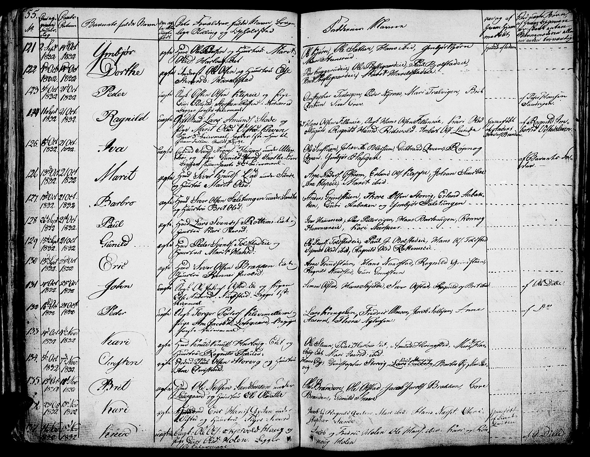 Vågå prestekontor, SAH/PREST-076/H/Ha/Haa/L0004: Parish register (official) no. 4 /1, 1827-1842, p. 55
