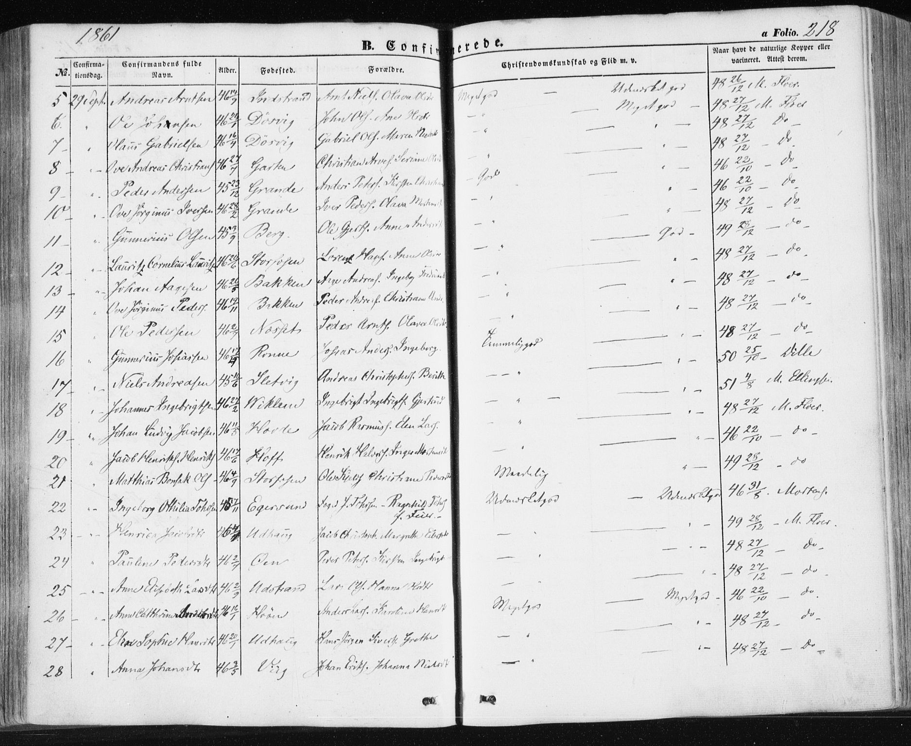 Ministerialprotokoller, klokkerbøker og fødselsregistre - Sør-Trøndelag, AV/SAT-A-1456/659/L0737: Parish register (official) no. 659A07, 1857-1875, p. 218