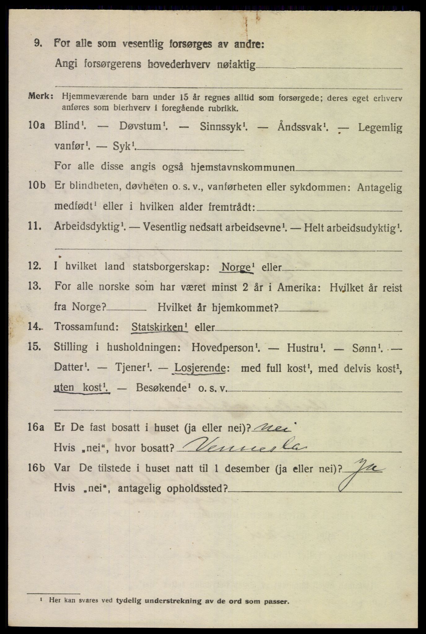 SAK, 1920 census for Oddernes, 1920, p. 5402