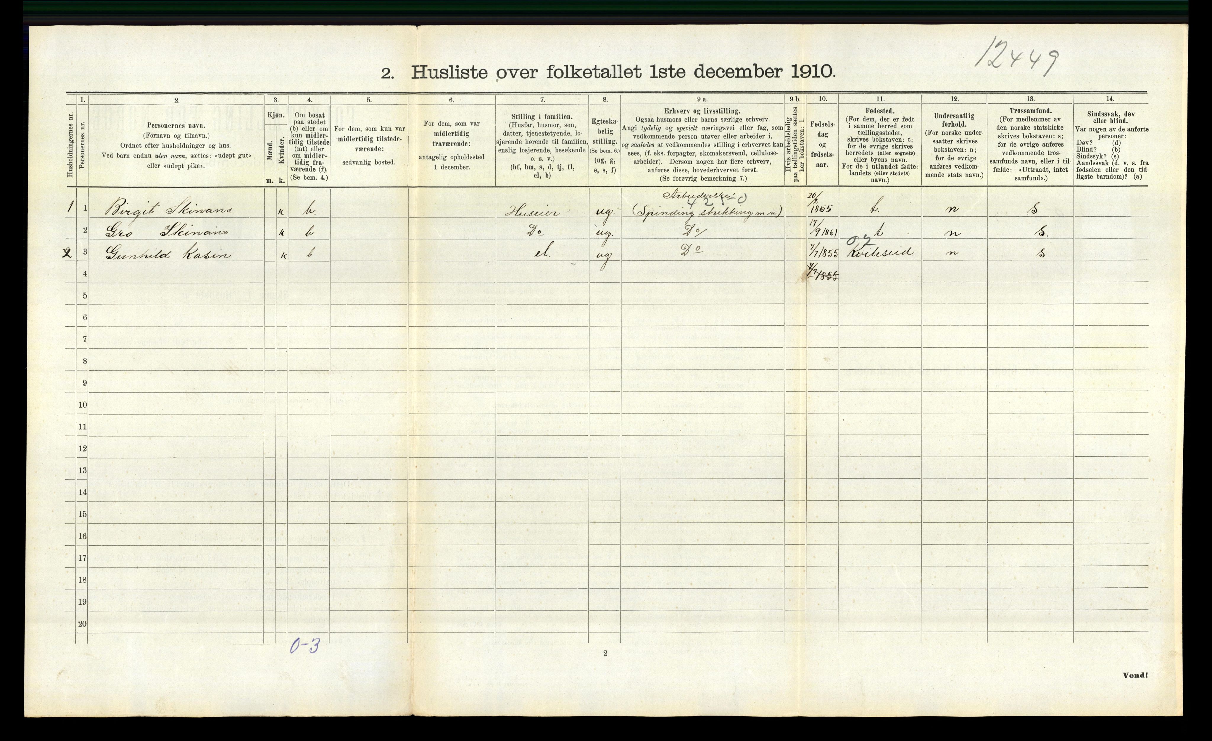 RA, 1910 census for Rauland, 1910, p. 276