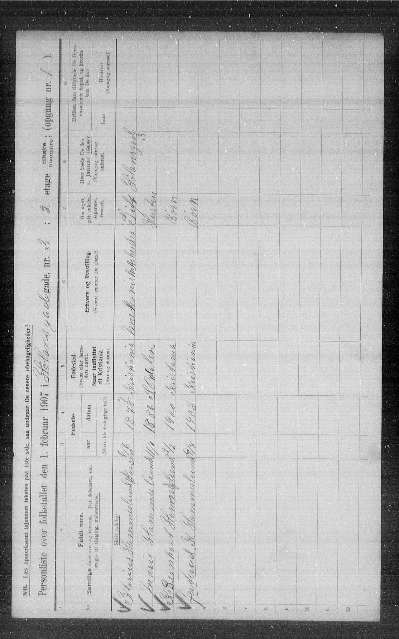 OBA, Municipal Census 1907 for Kristiania, 1907, p. 21714