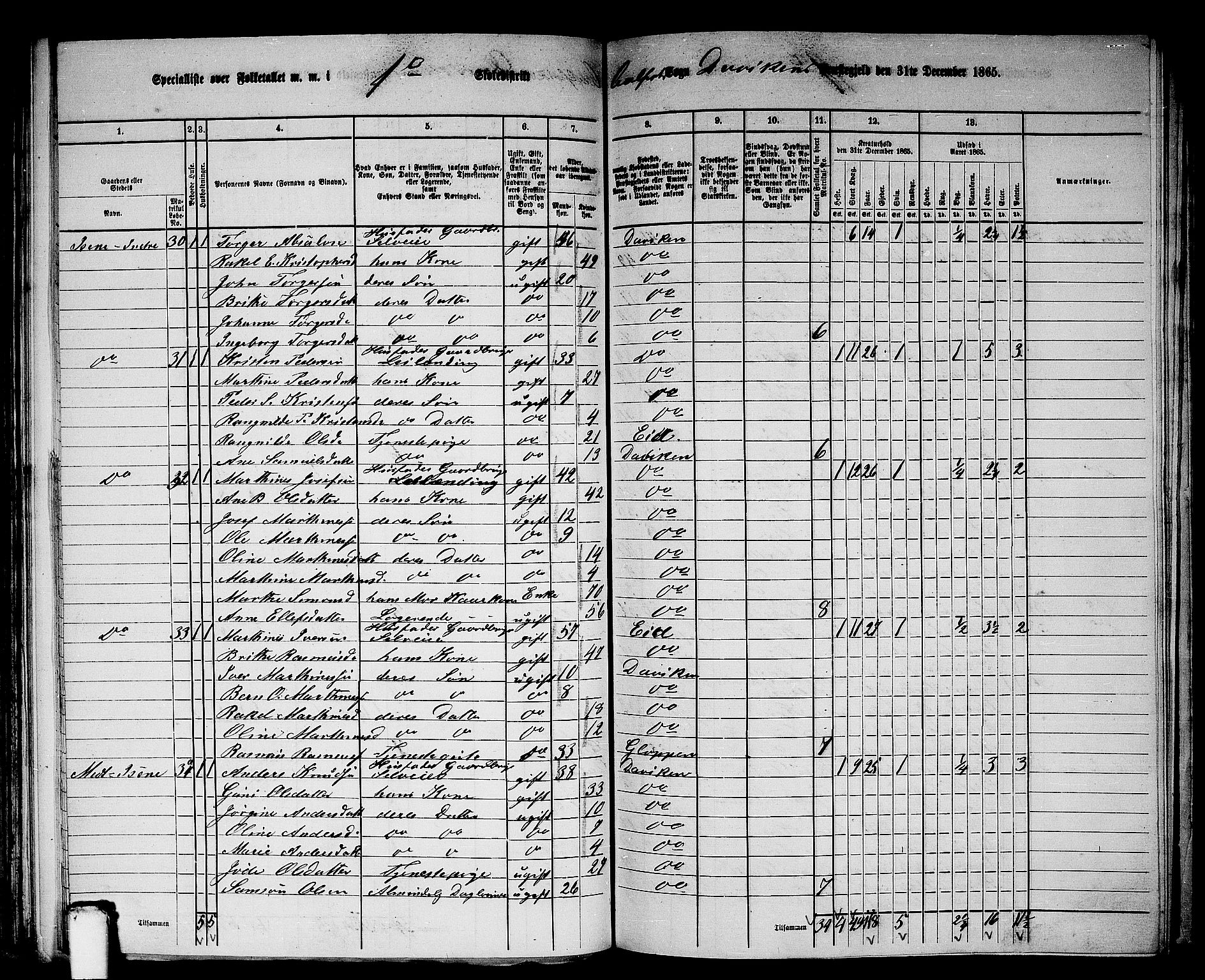 RA, 1865 census for Davik, 1865, p. 18