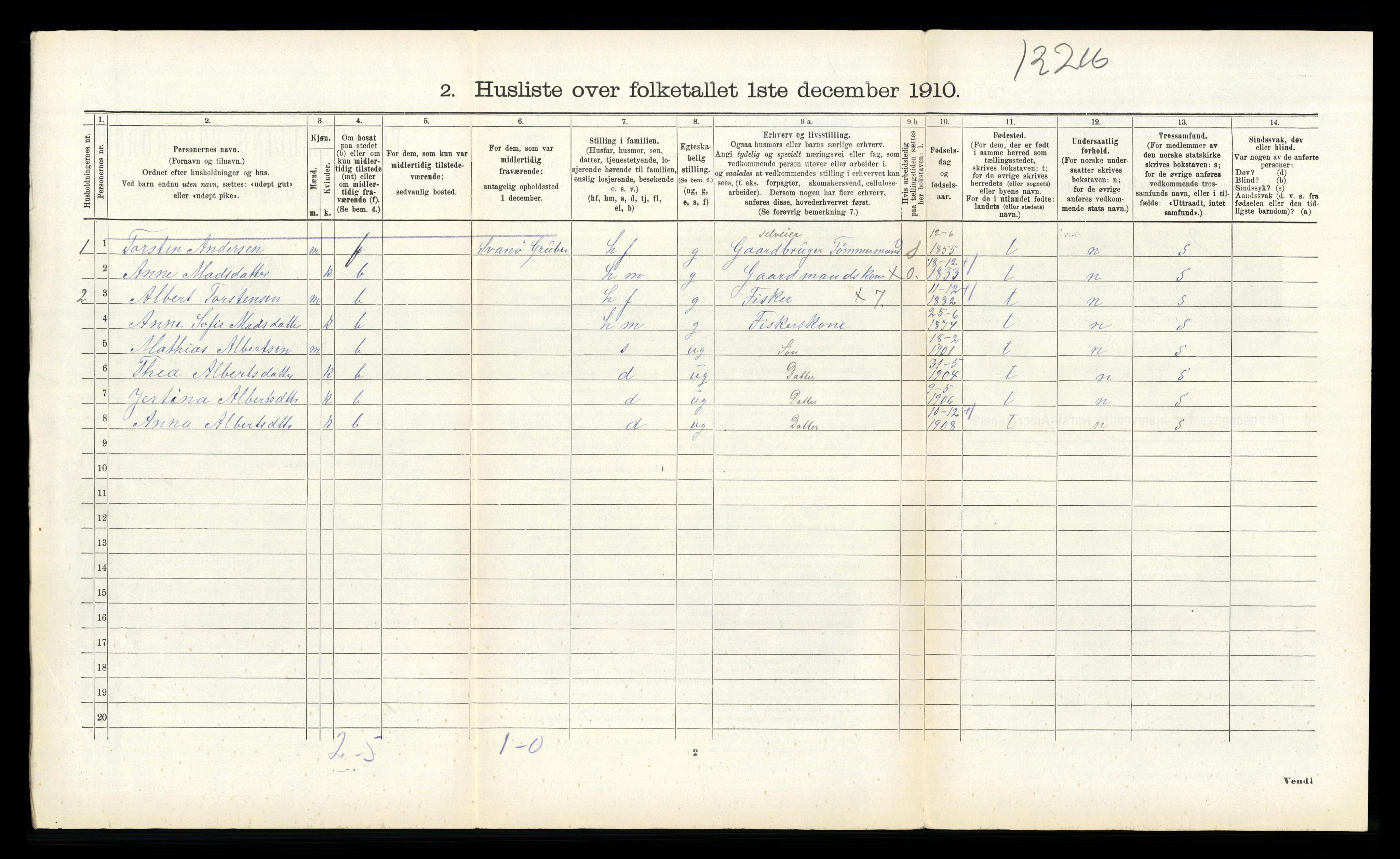 RA, 1910 census for Kinn, 1910, p. 1333