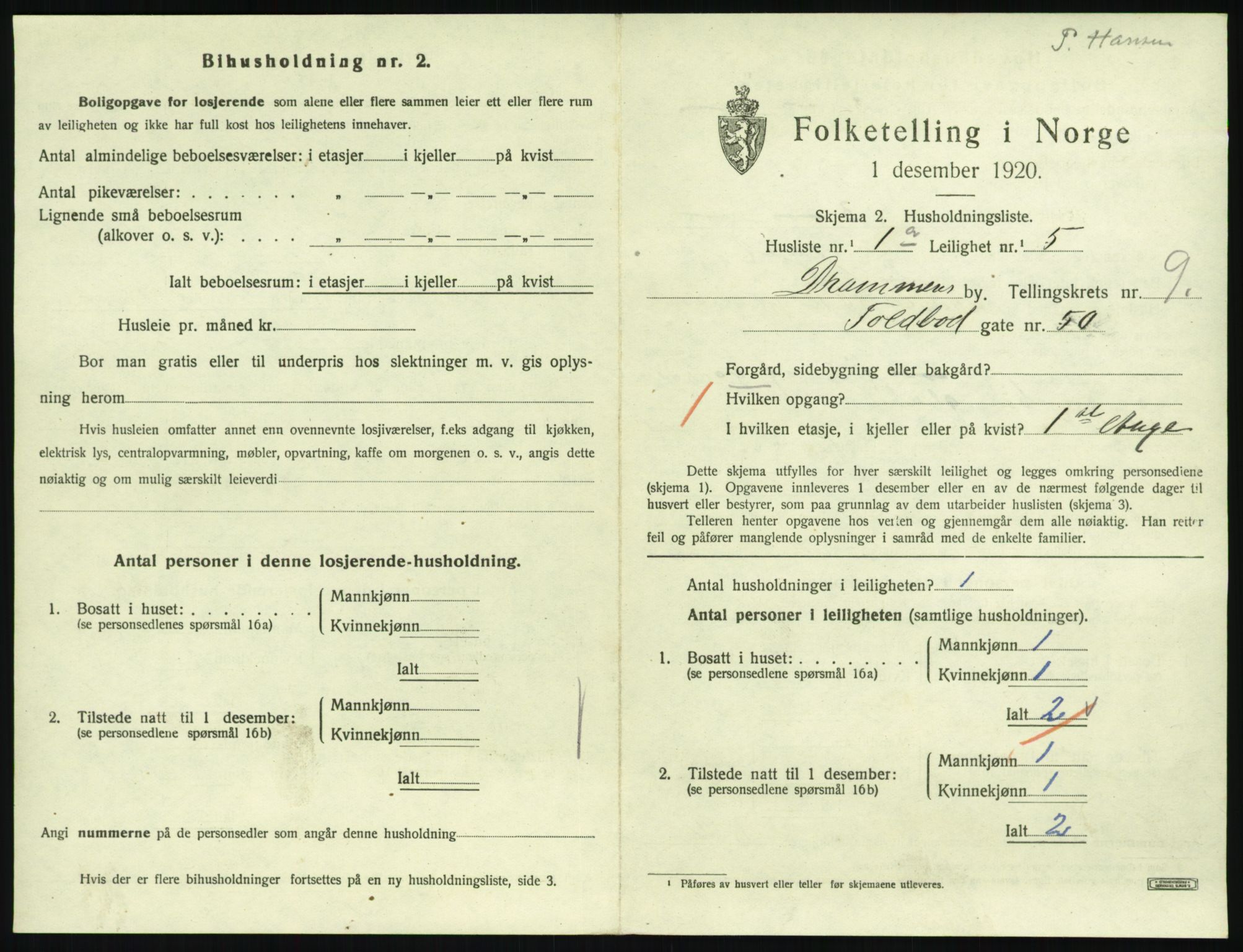 SAKO, 1920 census for Drammen, 1920, p. 15275