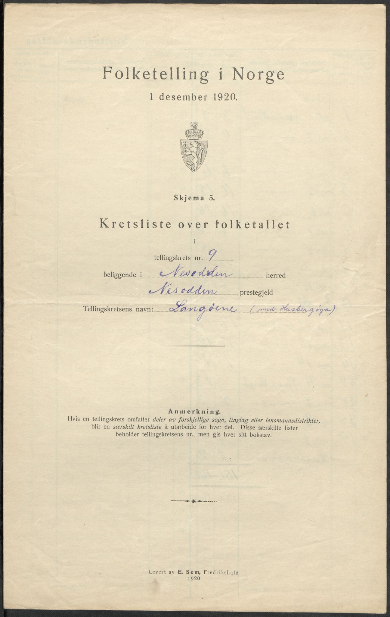 SAO, 1920 census for Nesodden, 1920, p. 40
