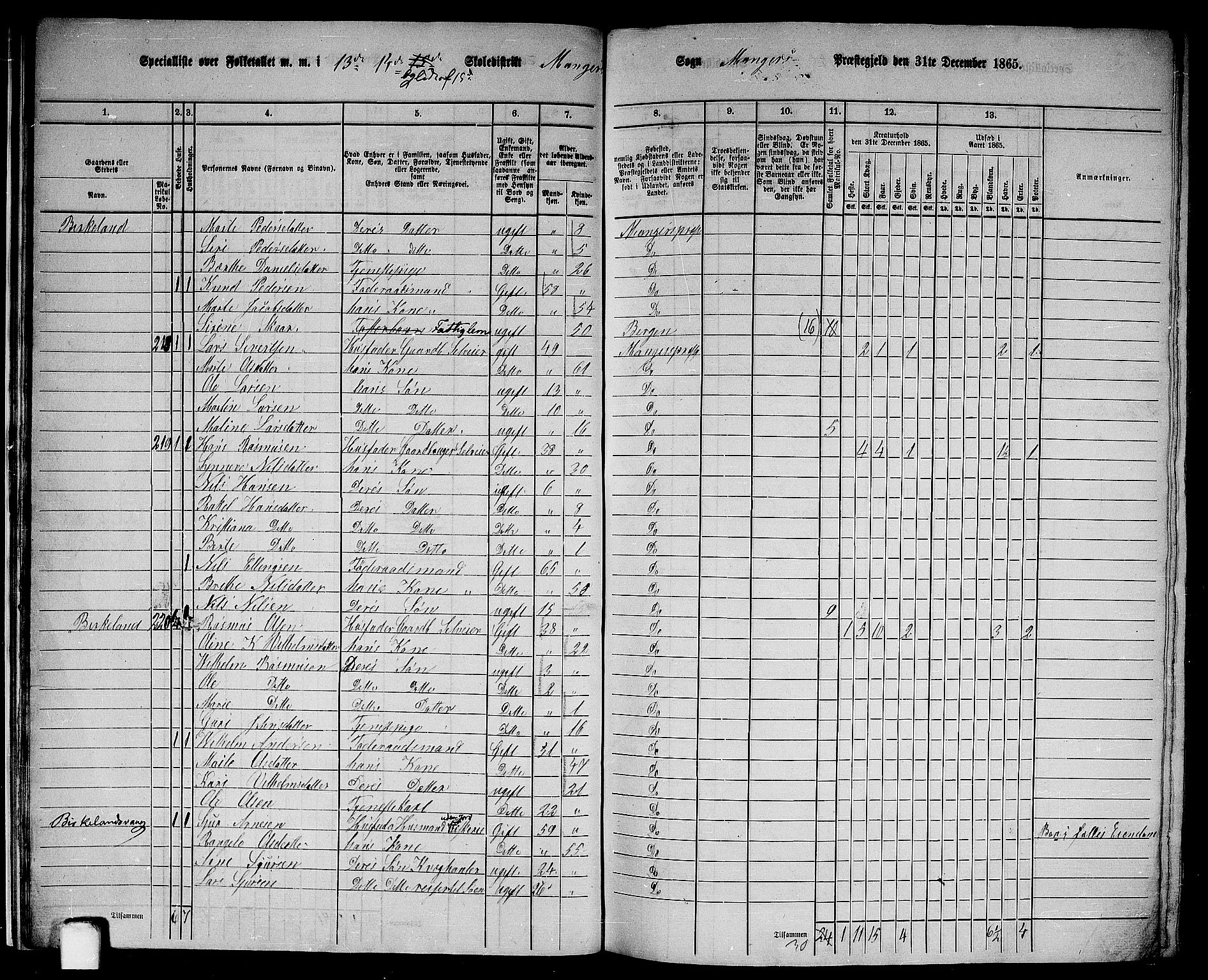 RA, 1865 census for Manger, 1865, p. 26