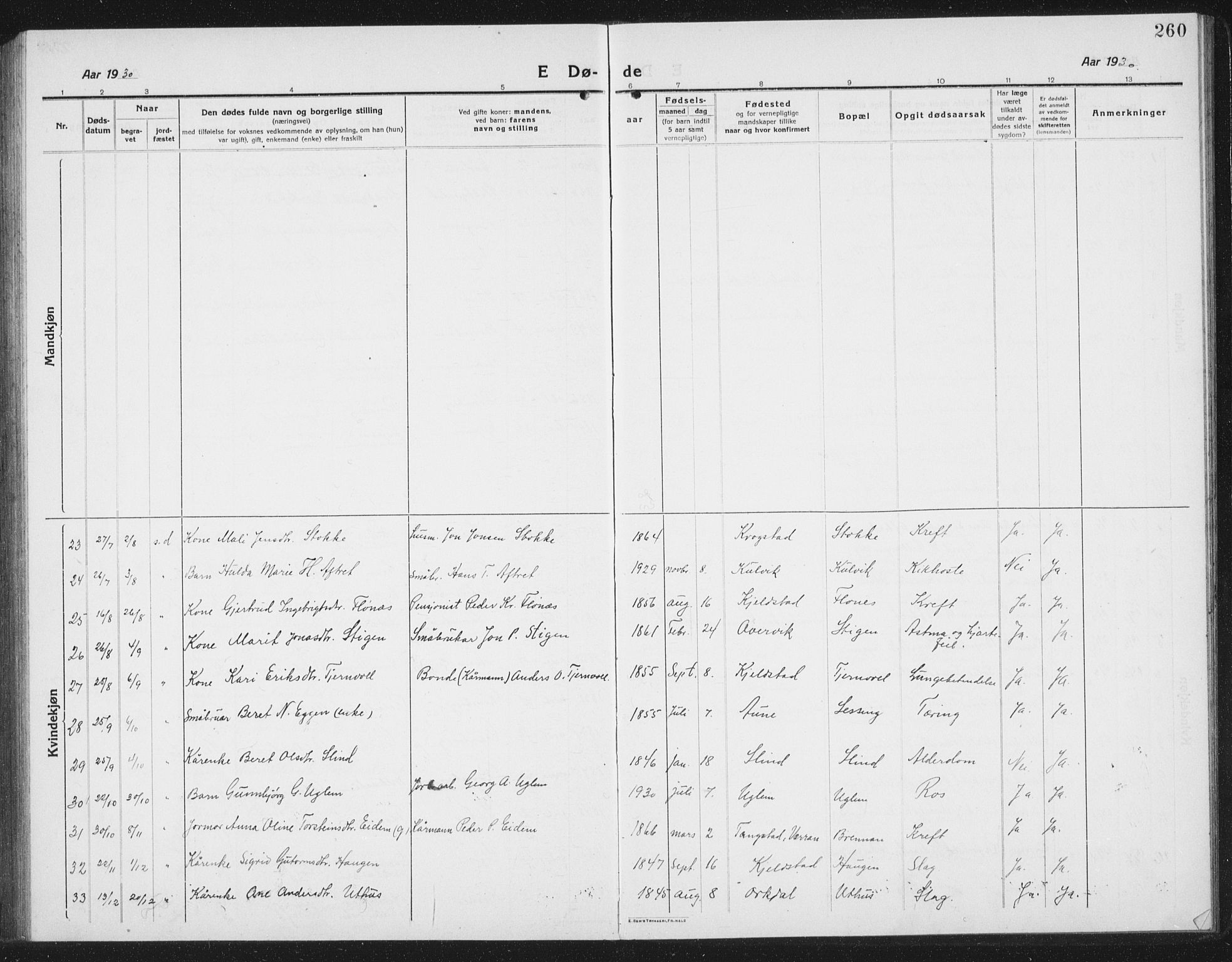 Ministerialprotokoller, klokkerbøker og fødselsregistre - Sør-Trøndelag, SAT/A-1456/695/L1158: Parish register (copy) no. 695C09, 1913-1940, p. 260