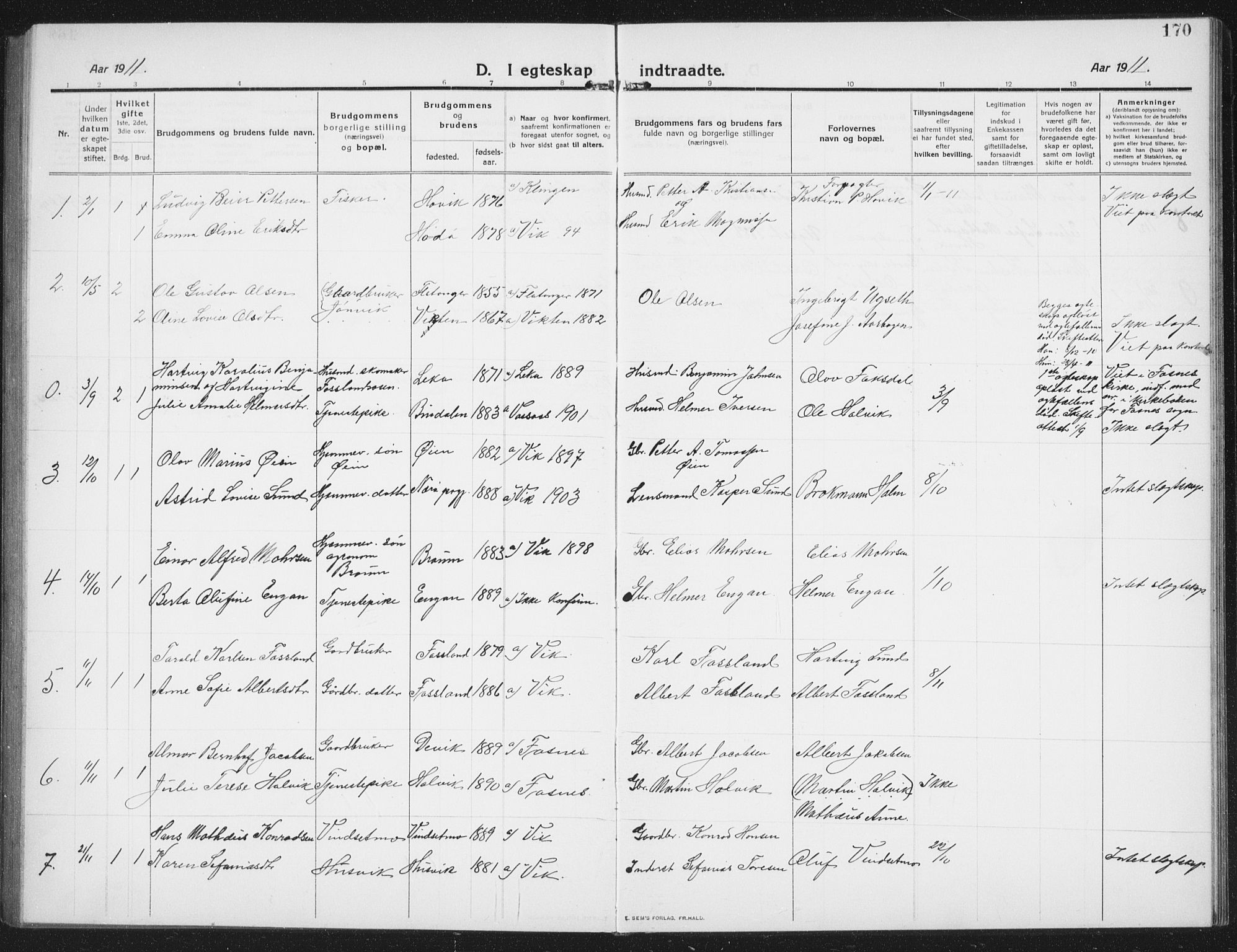 Ministerialprotokoller, klokkerbøker og fødselsregistre - Nord-Trøndelag, SAT/A-1458/774/L0630: Parish register (copy) no. 774C01, 1910-1934, p. 170