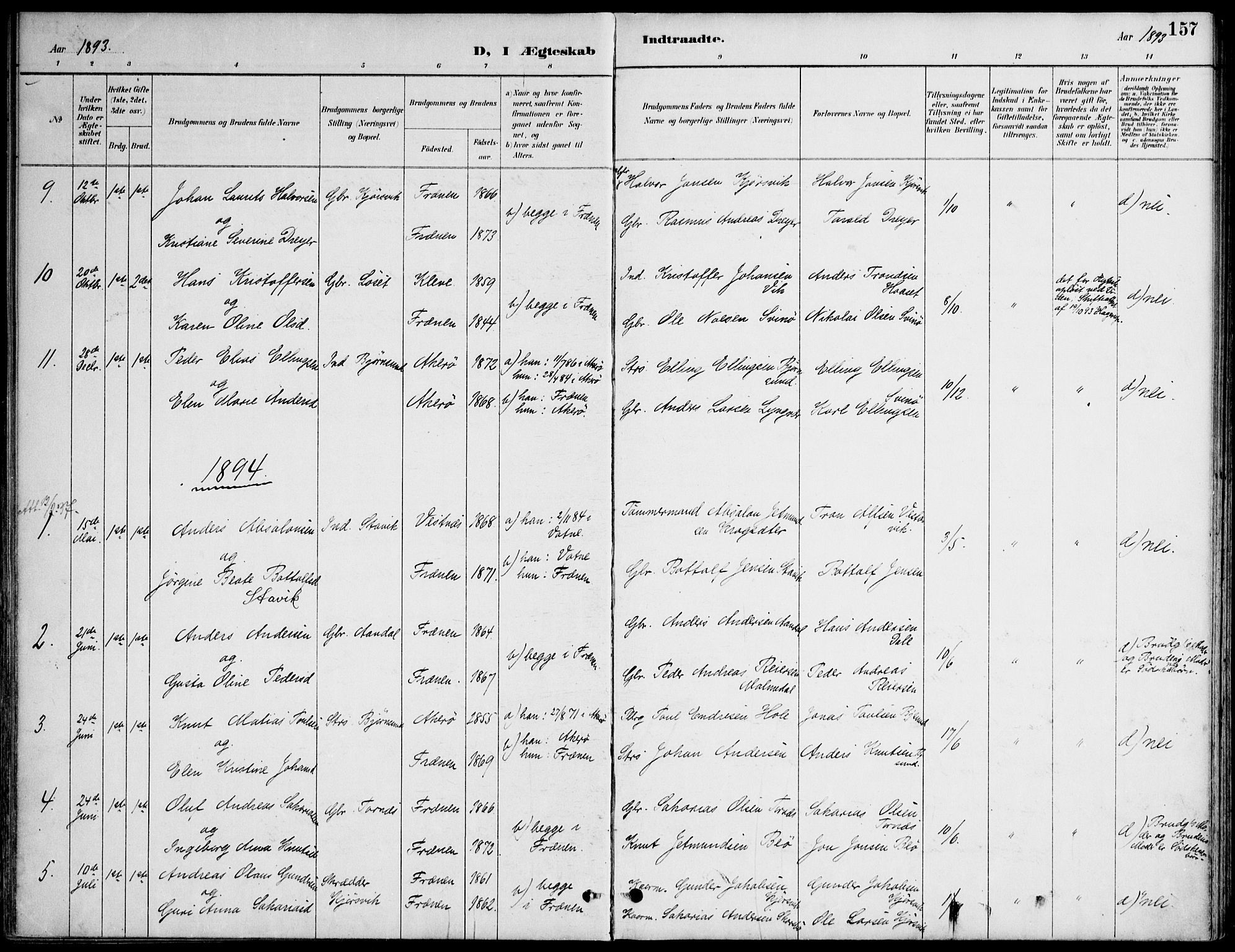 Ministerialprotokoller, klokkerbøker og fødselsregistre - Møre og Romsdal, AV/SAT-A-1454/565/L0750: Parish register (official) no. 565A04, 1887-1905, p. 157