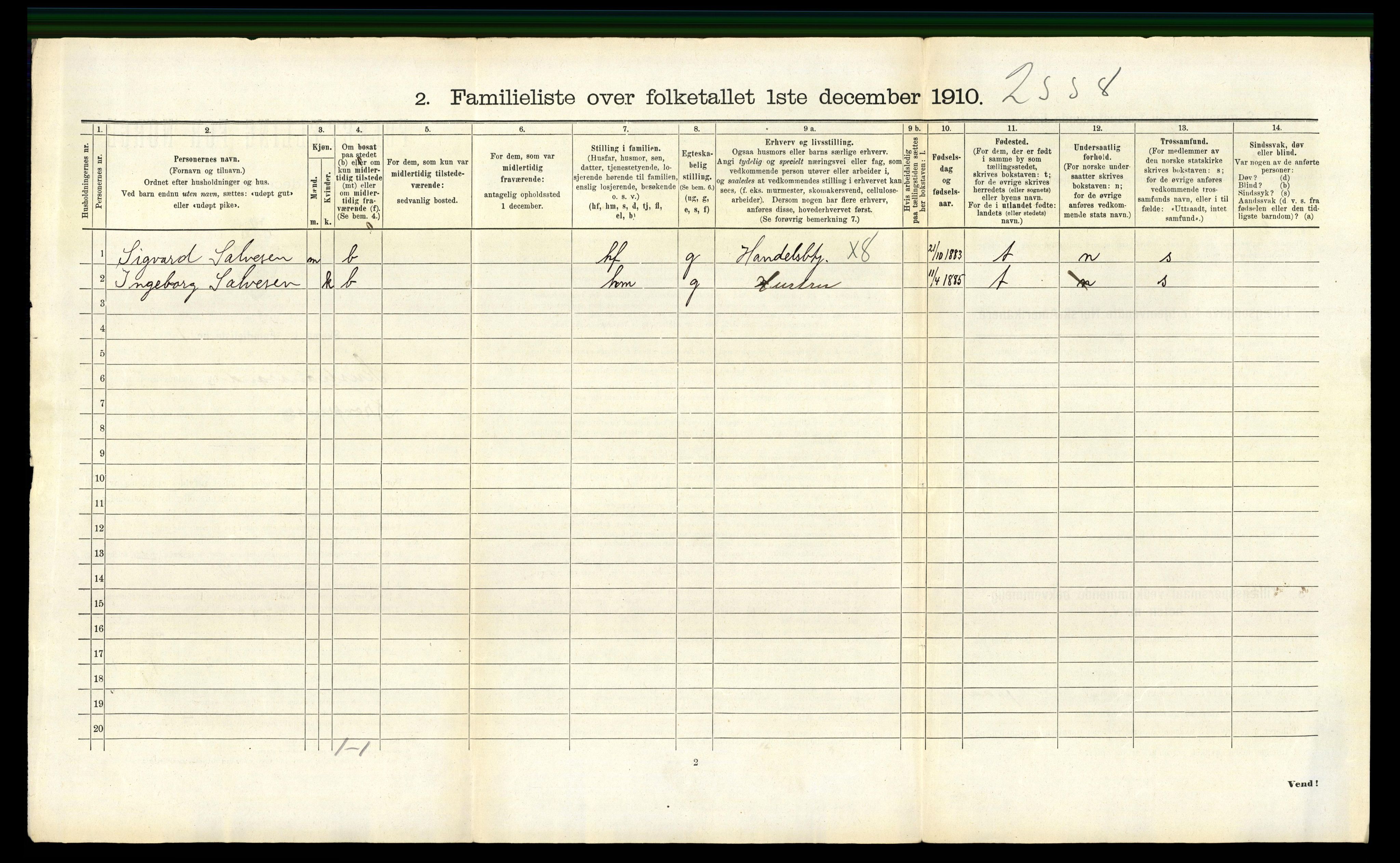 RA, 1910 census for Kristiansand, 1910, p. 8341