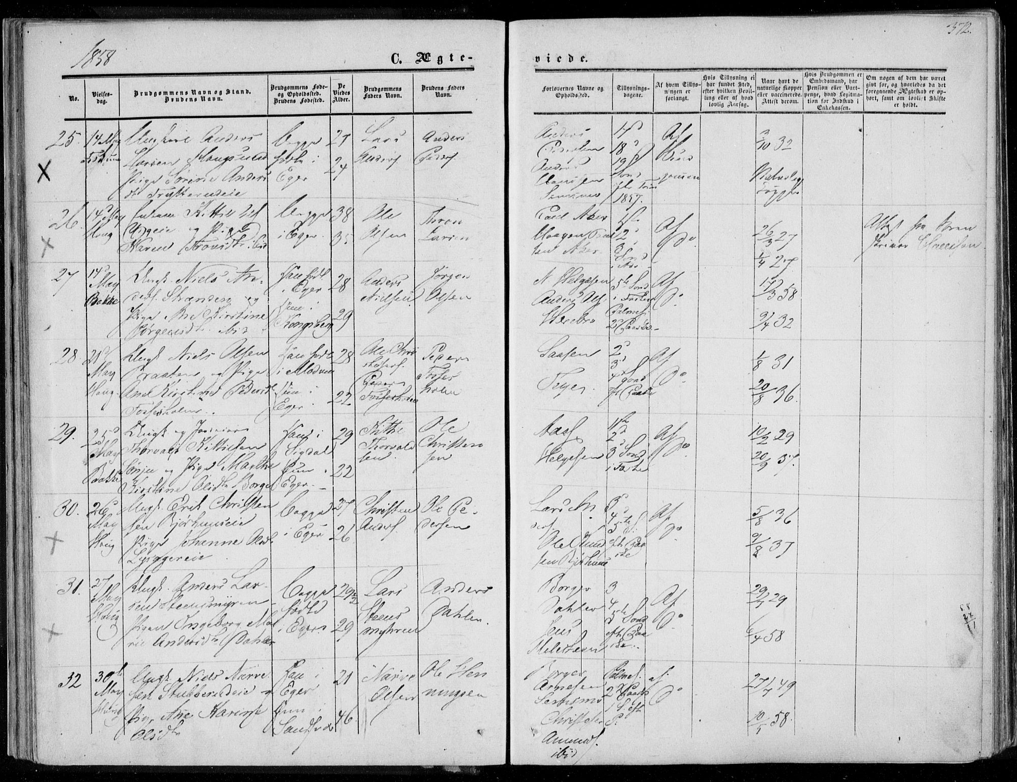 Eiker kirkebøker, SAKO/A-4/F/Fa/L0015b: Parish register (official) no. I 15B, 1854-1860, p. 372