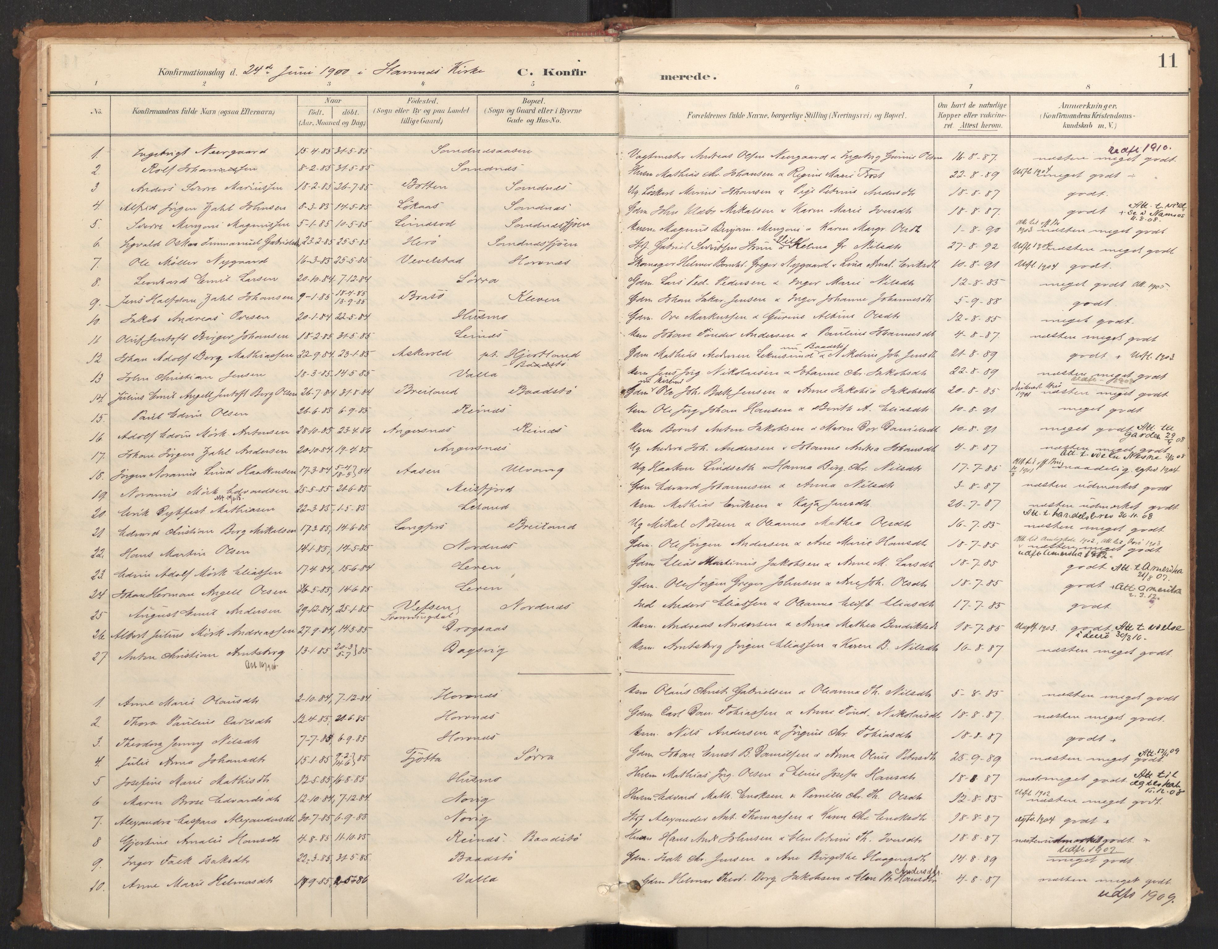 Ministerialprotokoller, klokkerbøker og fødselsregistre - Nordland, AV/SAT-A-1459/831/L0472: Parish register (official) no. 831A03, 1897-1912, p. 11