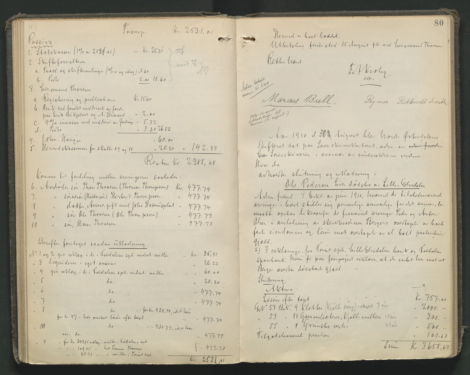 Nord-Østerdal tingrett, SAH/TING-020/J/Jd/L0006: Skifteutlodningsprotokoll, 1907-1920, p. 80