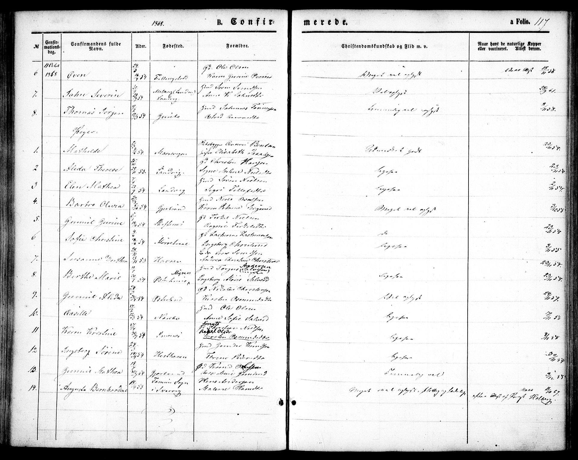 Hommedal sokneprestkontor, AV/SAK-1111-0023/F/Fa/Fab/L0005: Parish register (official) no. A 5, 1861-1877, p. 117