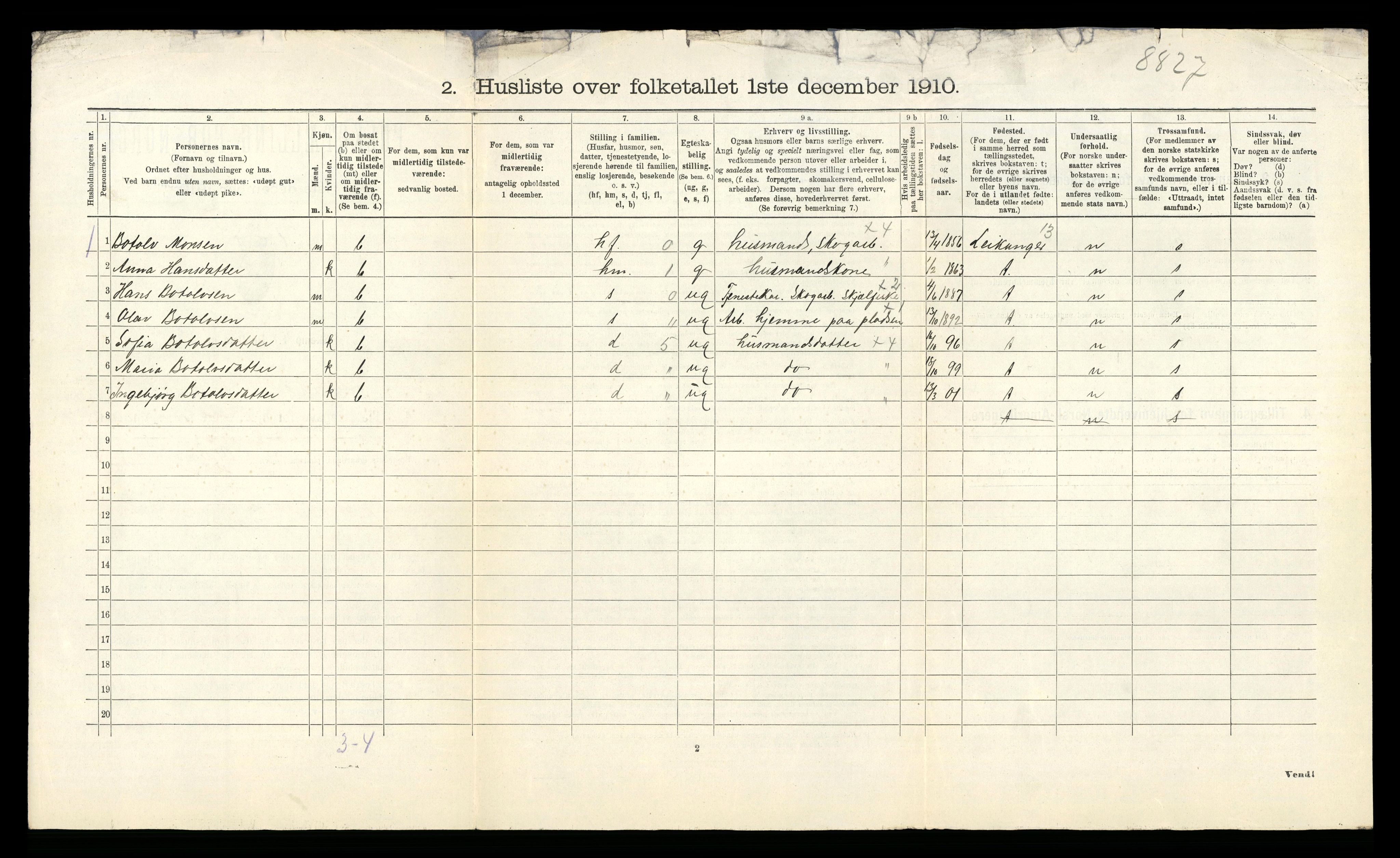 RA, 1910 census for Lærdal, 1910, p. 107