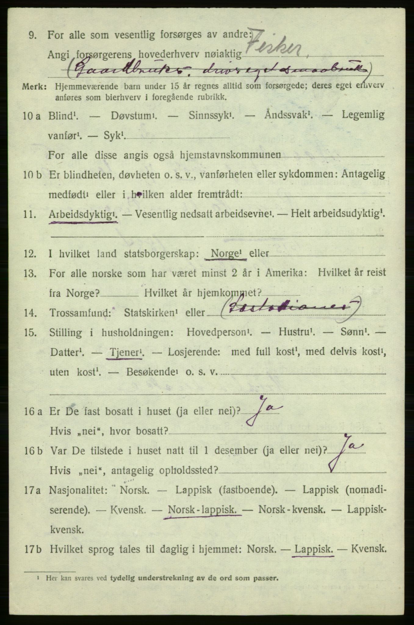 SATØ, 1920 census for Nesseby, 1920, p. 2222