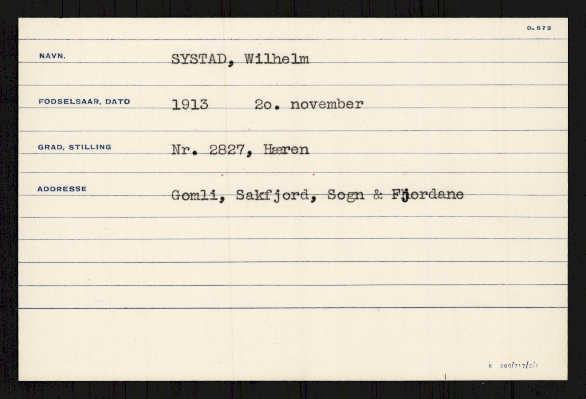 Forsvaret, Krigsdekorasjonskanselliet, AV/RA-RAFA-5156/G/Ga/Gaa/L0004: Svahn - Aarvik, 1944-1956