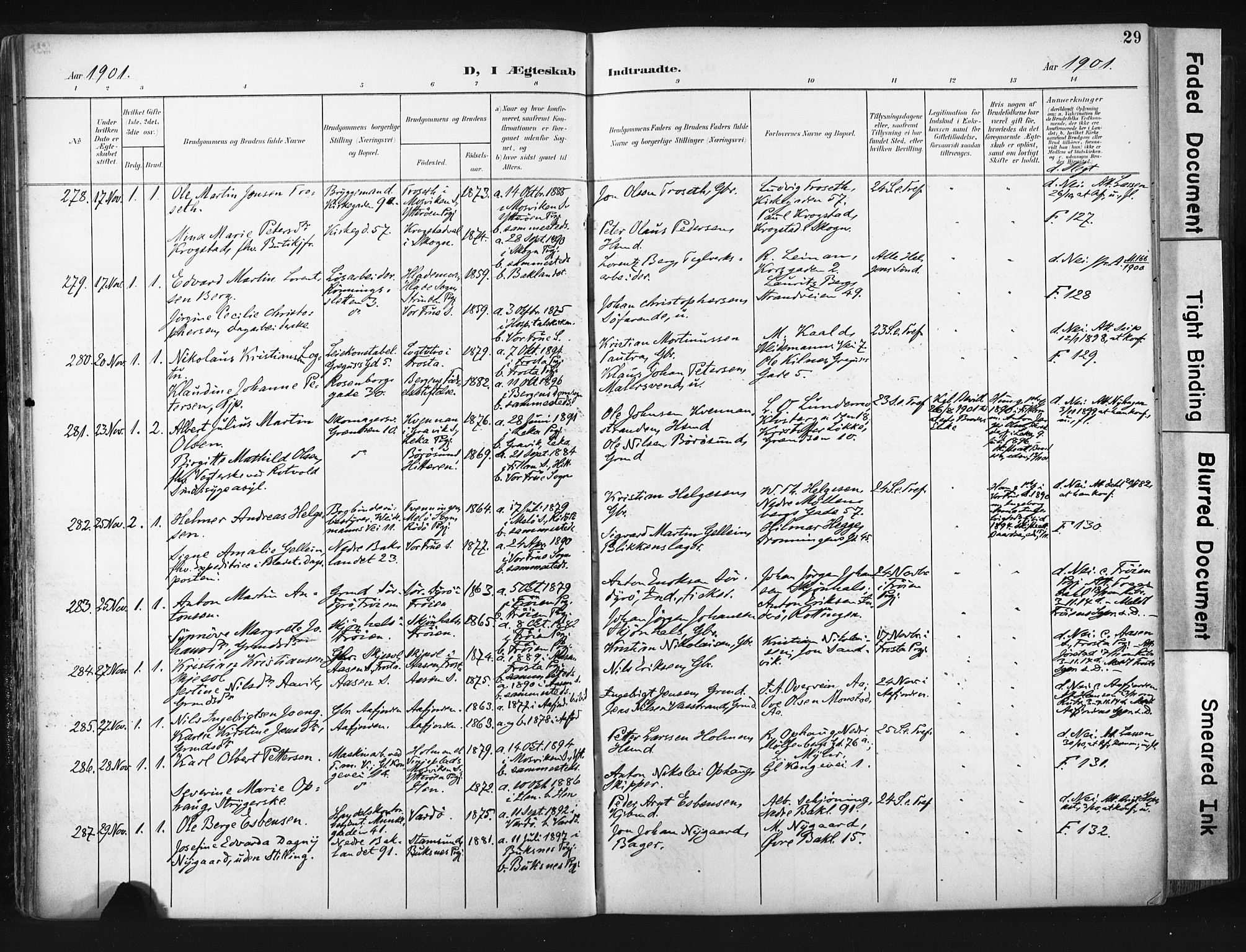 Ministerialprotokoller, klokkerbøker og fødselsregistre - Sør-Trøndelag, AV/SAT-A-1456/604/L0201: Parish register (official) no. 604A21, 1901-1911, p. 29